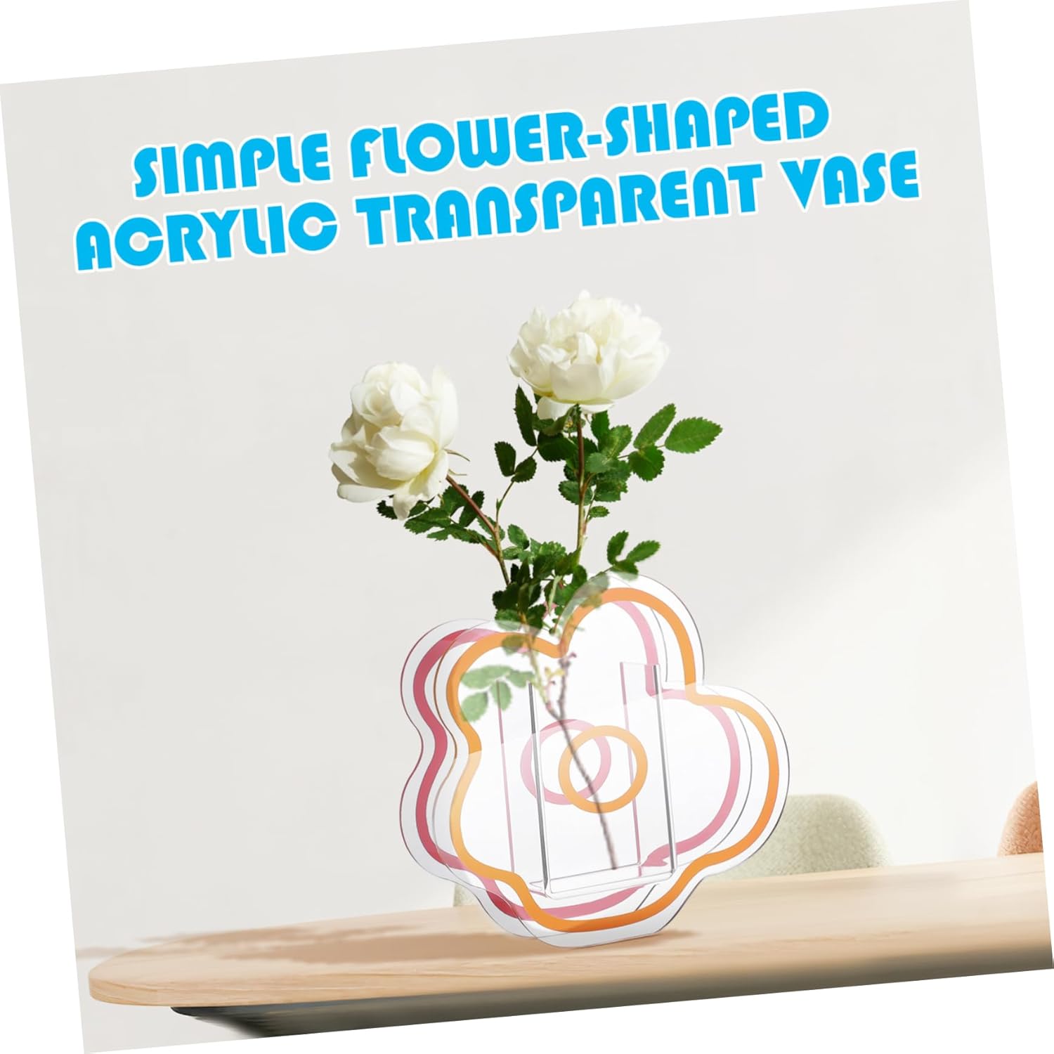 VOSAREA Clear Acrylic Vase Cloud Shaped Flower Vase Make Up Brush Pen Holder Elegant Modern Contemporary Design for Home Office Wedding Decor