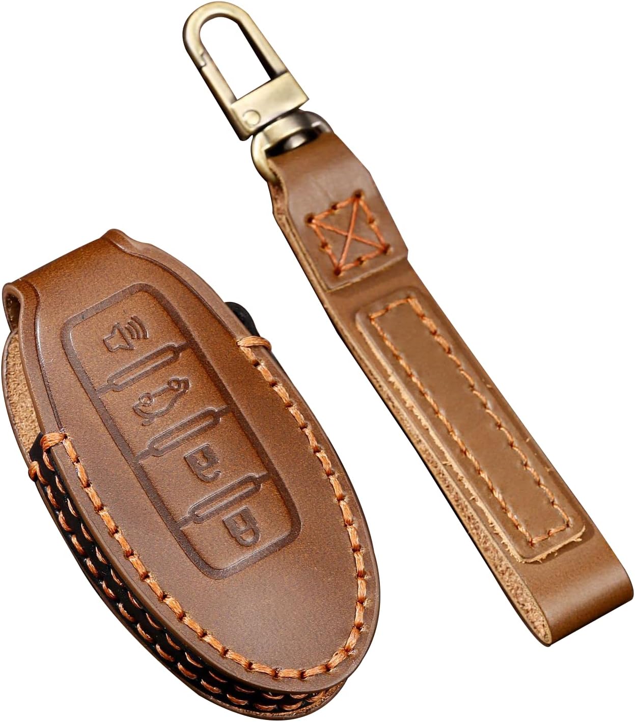 ontto Key Fob Cover with Keychain Leather Key Holder Protector Fit for Nissan Murano Pathfinder