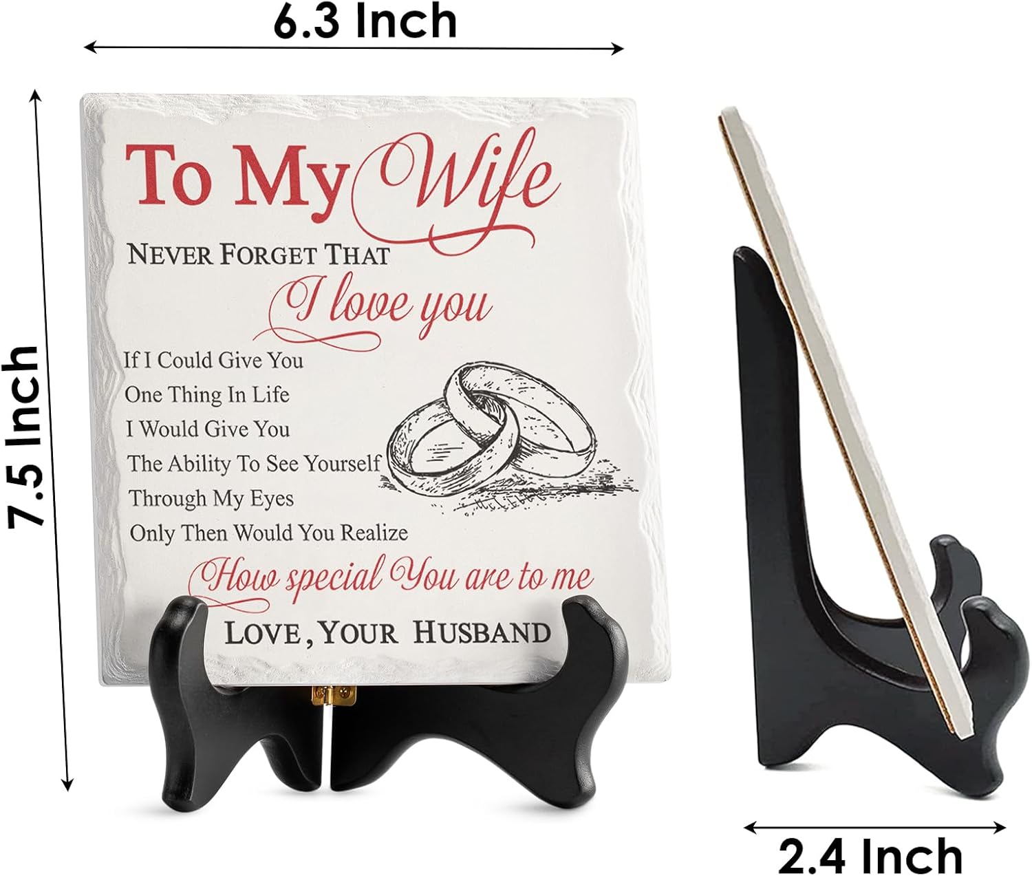 LukieJac Gifts for Wife from Husband Romantic Ceramic I Love You Gifts Plaque for Wife Birthday Gift Ideas, Valentines Day, Wedding Anniversary Home Decorations - Image 3
