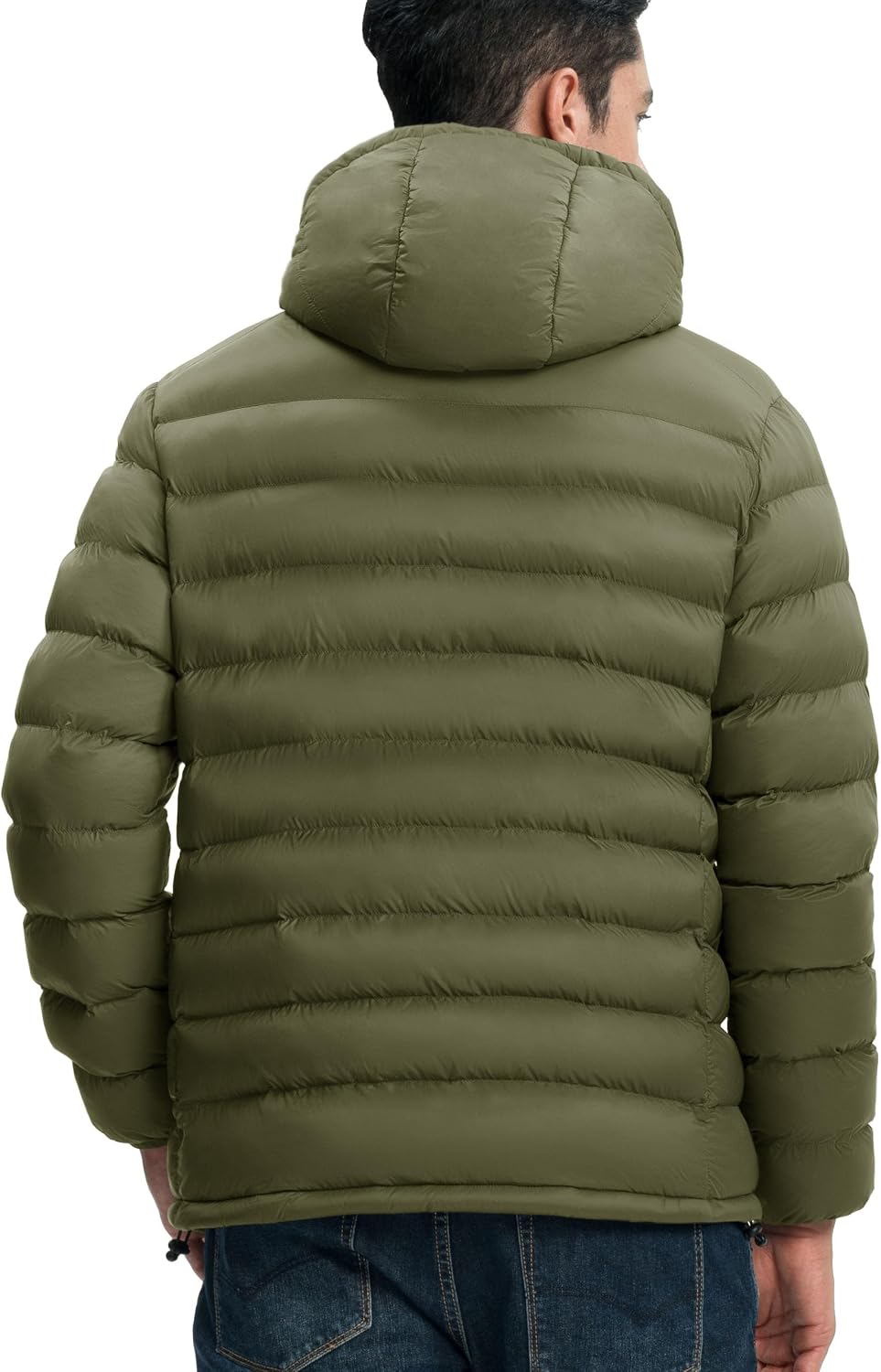 Gopune Men's Lightweight Puffer Jacket Detachable Hooded Water Resistant Puffy Winter Down Jackets for Snow Ski Travel