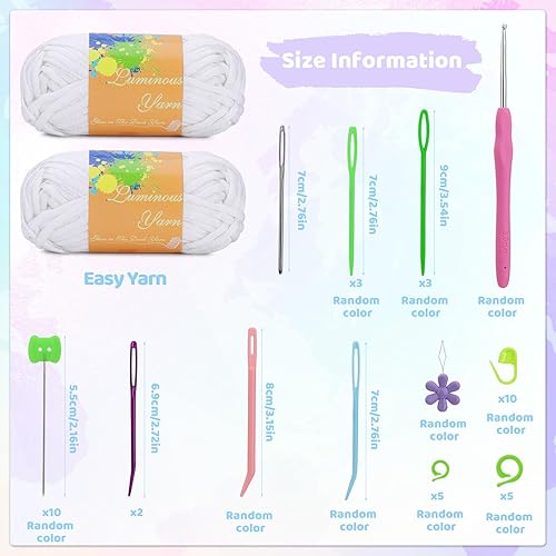 Miniatura 2 de 2 rollos de hilo que brillan en la oscuridad, hilo de ganchillo para ganchillo, hilo para arte de bricolaje, tejido, ganchillo, costura de ganchillo