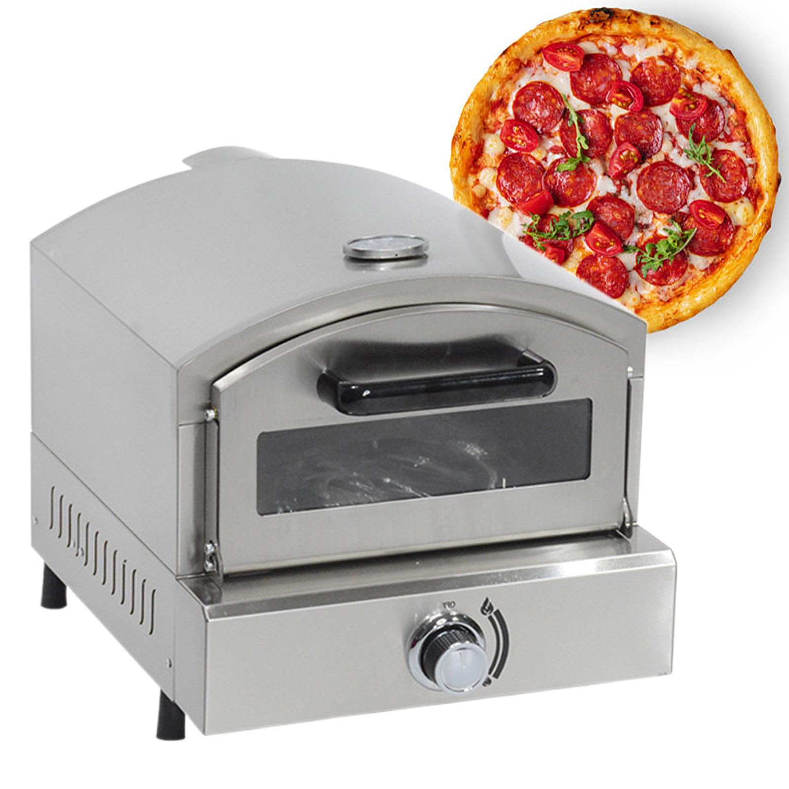 Forno per Pizza a Gas da Banco in Acciaio Inox, per Cucinare Pizza, Bistecche, Pesce, Pollo e Altro, per Feste All'aperto, Giardino.