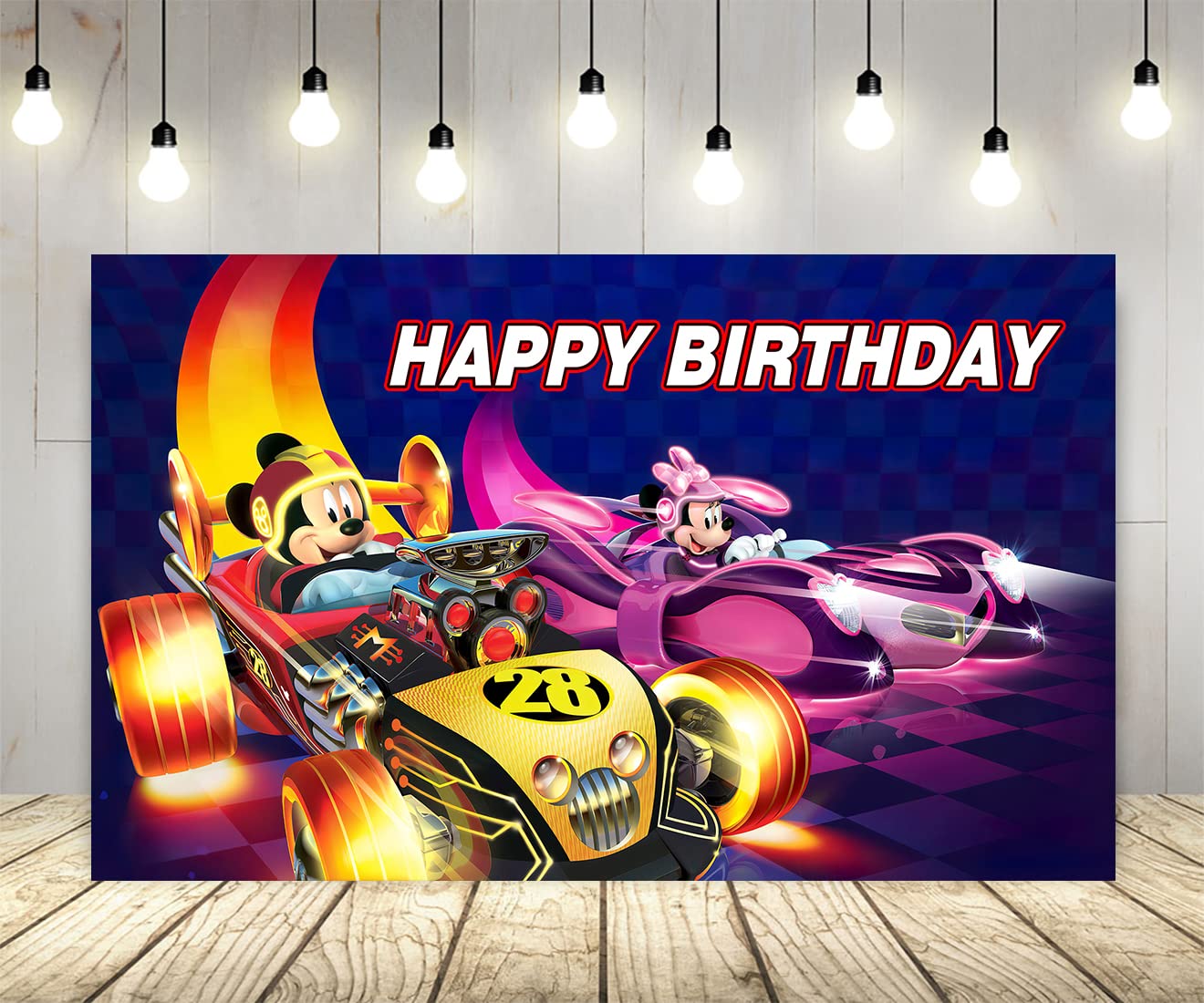 Cartoon Race Backdrop For Mickey Birthday Party Supplies 5x3ft Hot ...