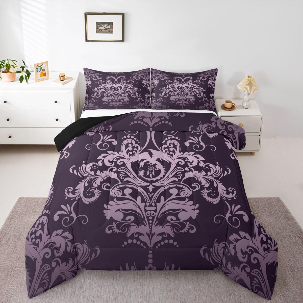 Edredón individual morado para renovar tu habitación con estilo bohemio antiguo