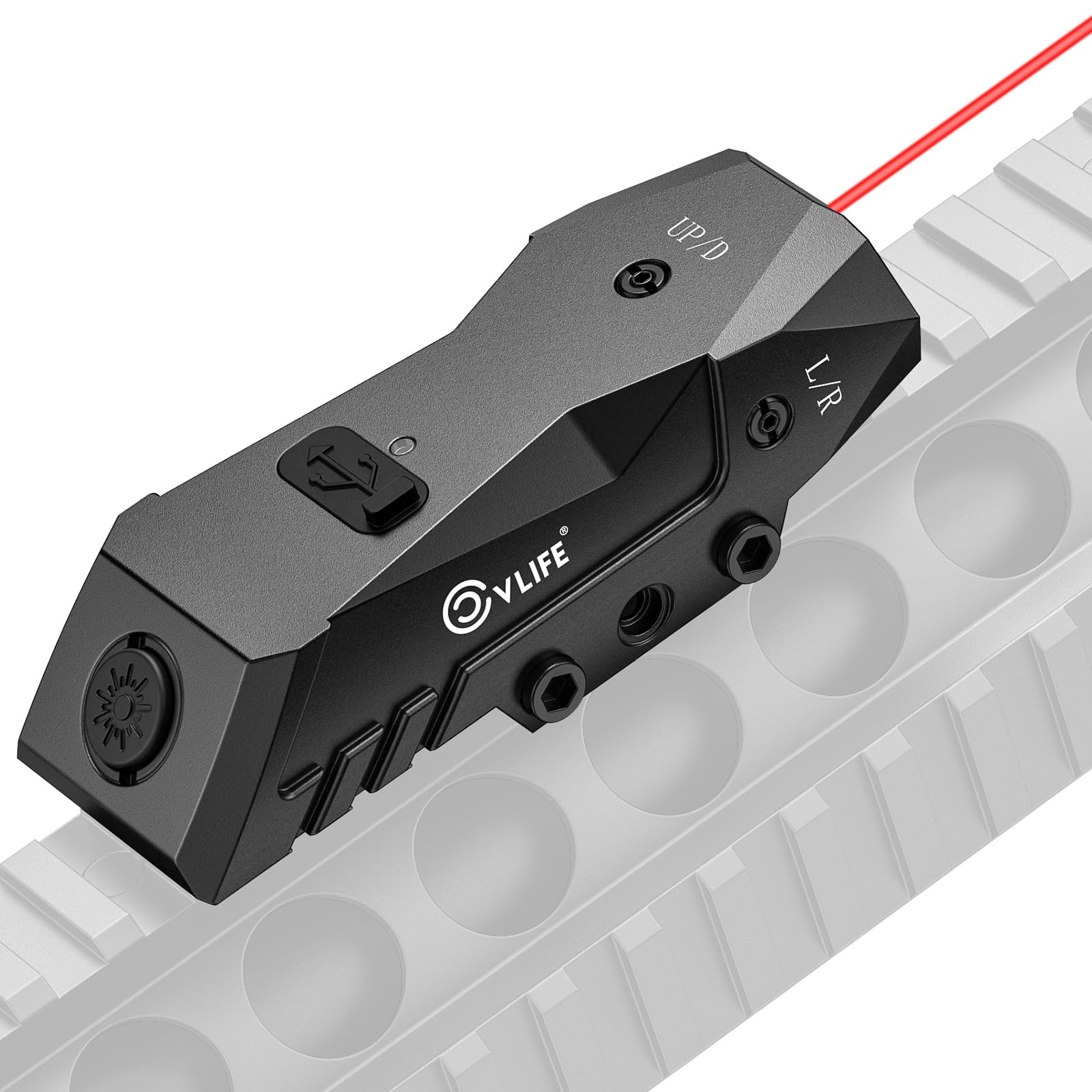 CVLIFE Rechargeable Rifle Laser Sight Compatible with Picatinny Rail, Low Profile Tactical Red Laser Sight for 21MM Picatinny Rail, Red Laser Beam with Strobe Function