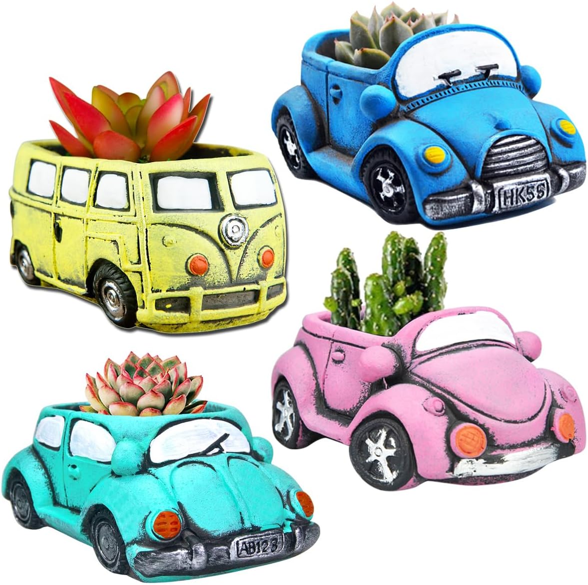 4 Pack Colorful Planters Pots, Indoor Small Plants Pots with Drainage Hole, Decor Garden Pot for Succulents Planter Cactus