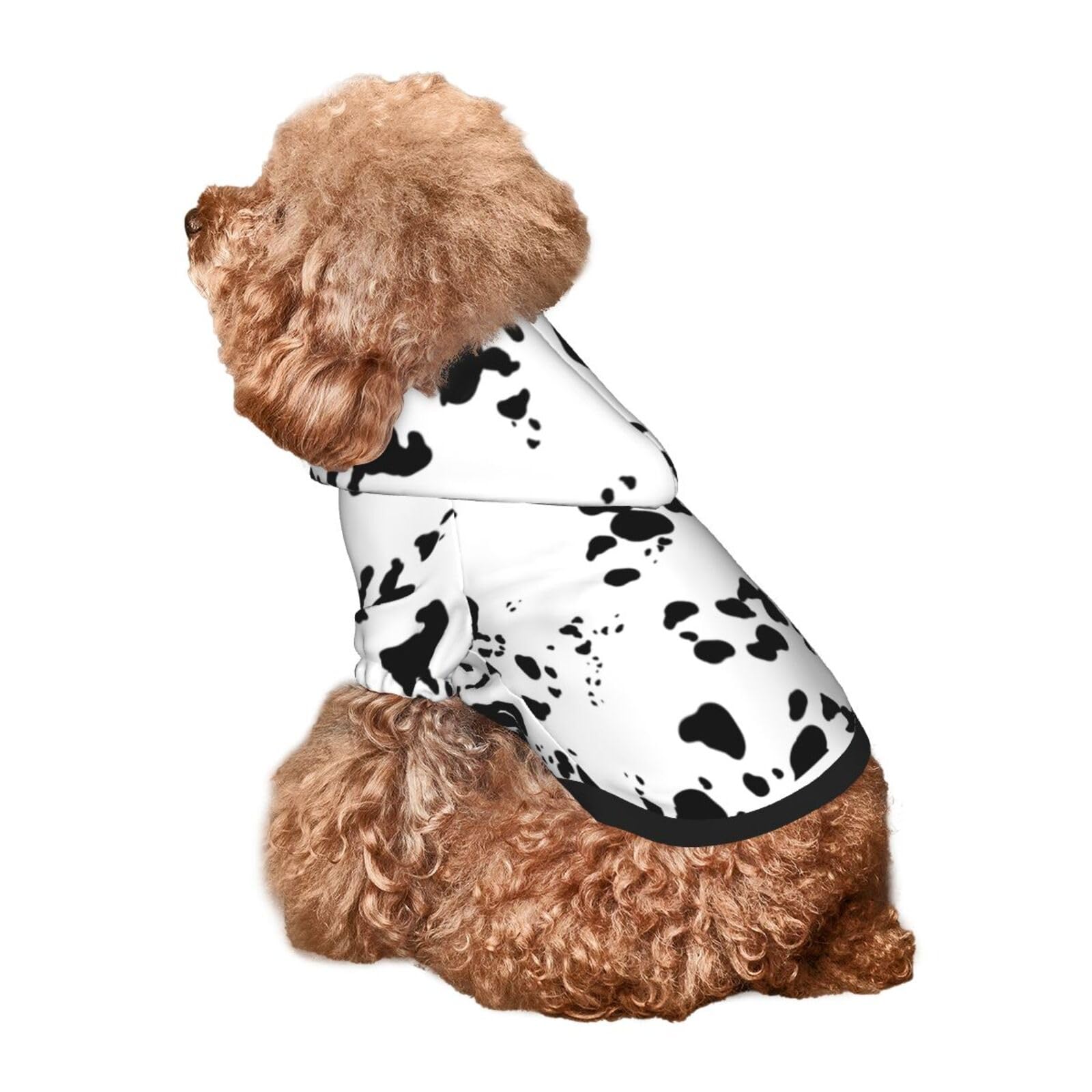 Dalmatian Print Pet Dog Cat Hoodies with Pocket Halloween Cosplay Clothes Costume Sweaters Outfits Pullover Sweatshirt for Large Medium Small Dogs Small