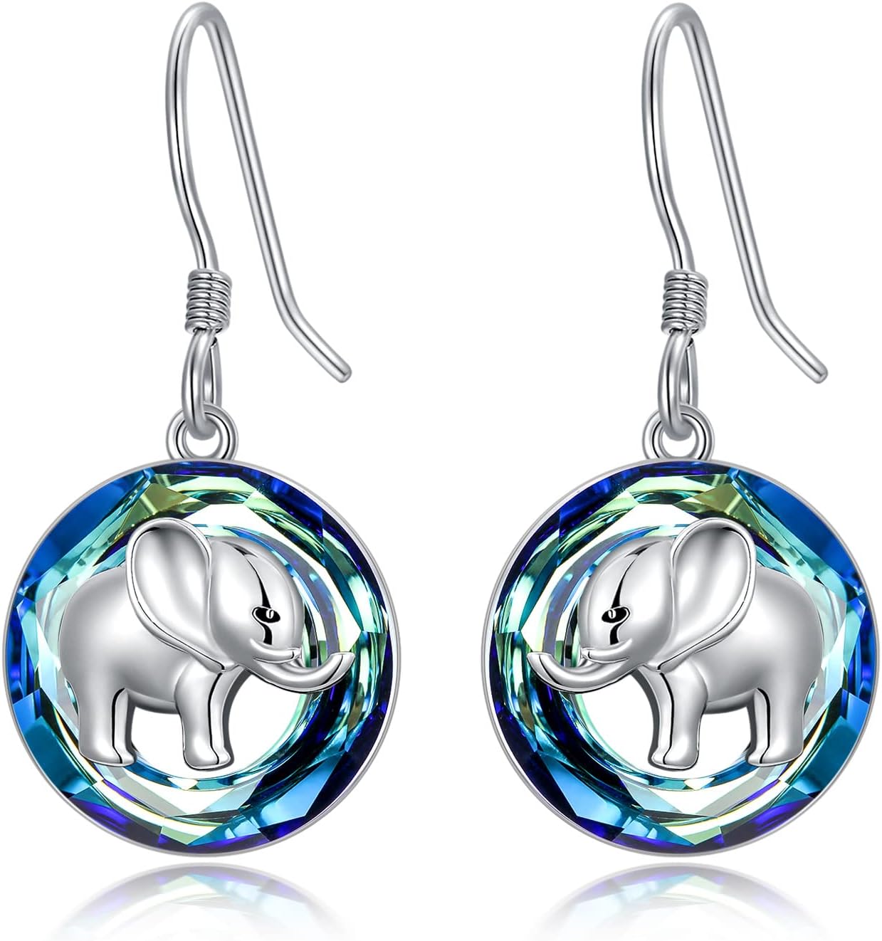 TOUPOP Dragonfly/Butterfly/Hummingbird/Elephant/Turtle Earrings Sterling Silver Animals Dangle Drop Earrings with Blue Circle Crystal Small Cute Animals Jewelry Gifts for Women Friends Birthday Christmas