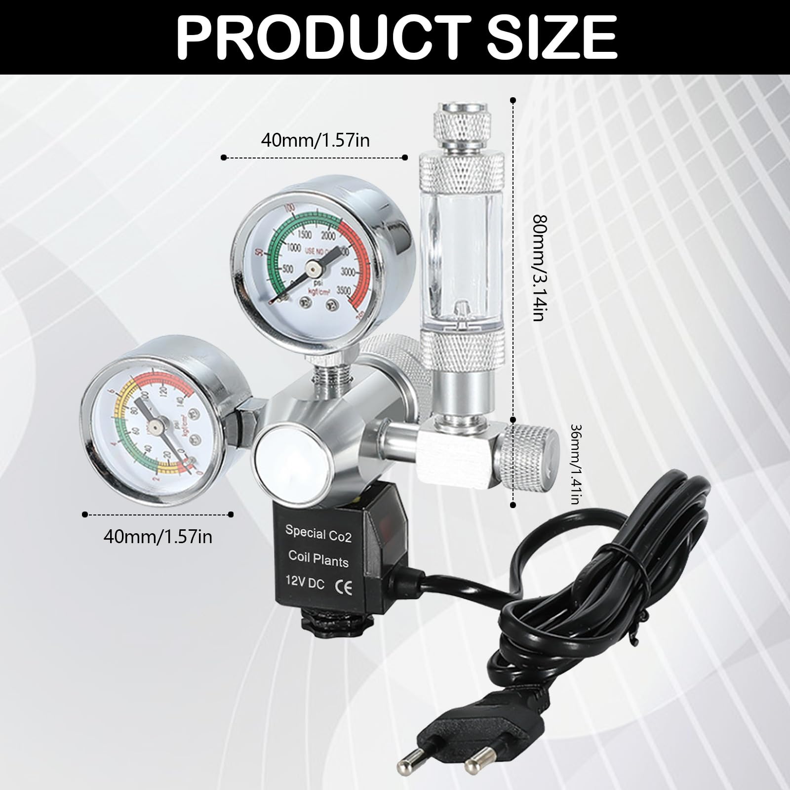RéGulateur De Co2 pour Aquariums, Réducteur De Pression De Co2 pour Aquarium Planté Double Affichage De Jauge, avec Système De Clapet Anti-Retour à Compteur De Bulles Et éLectrovanne Interface W21.8