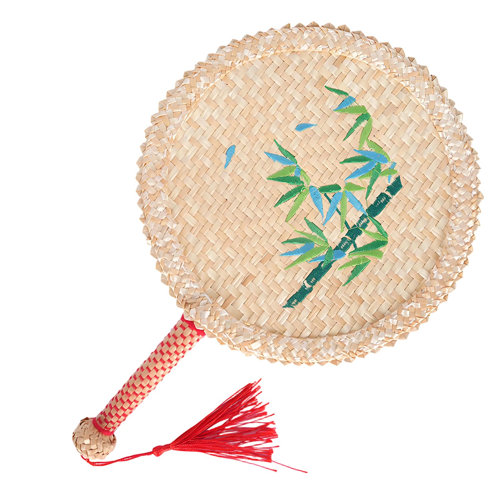 Kaeltsyn Practical Artistic Wheat Straws Weaving Fan Handcrafted Wheat Straws Texture Suitable for Children and Home Aesthetic Traditional Handcrafted