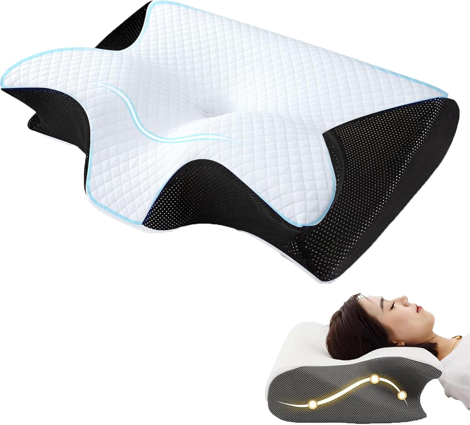Ergonomic Sleep Pillow,2025 Upgraded Relief Pillow, Foam Pilloww for Side Sleepers,Suitable for Various Sleeping Positions (Black)