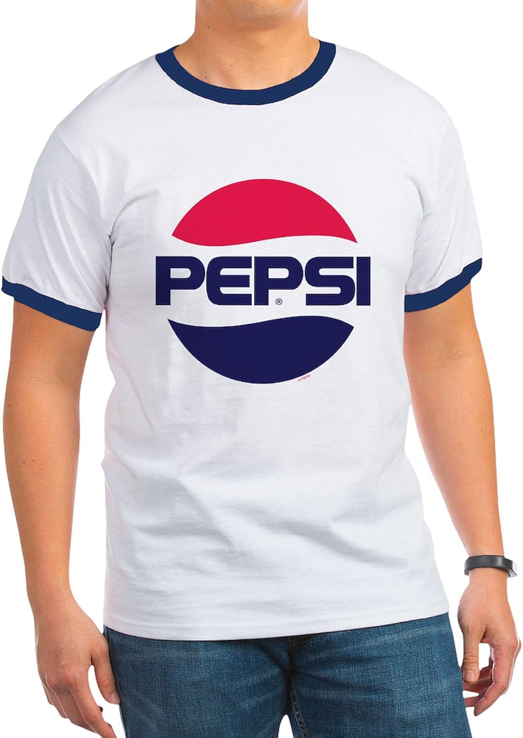 CafePress Pepsi 90S Logo Ringer T Men's Ringer Vintage Graphic T-Shirt