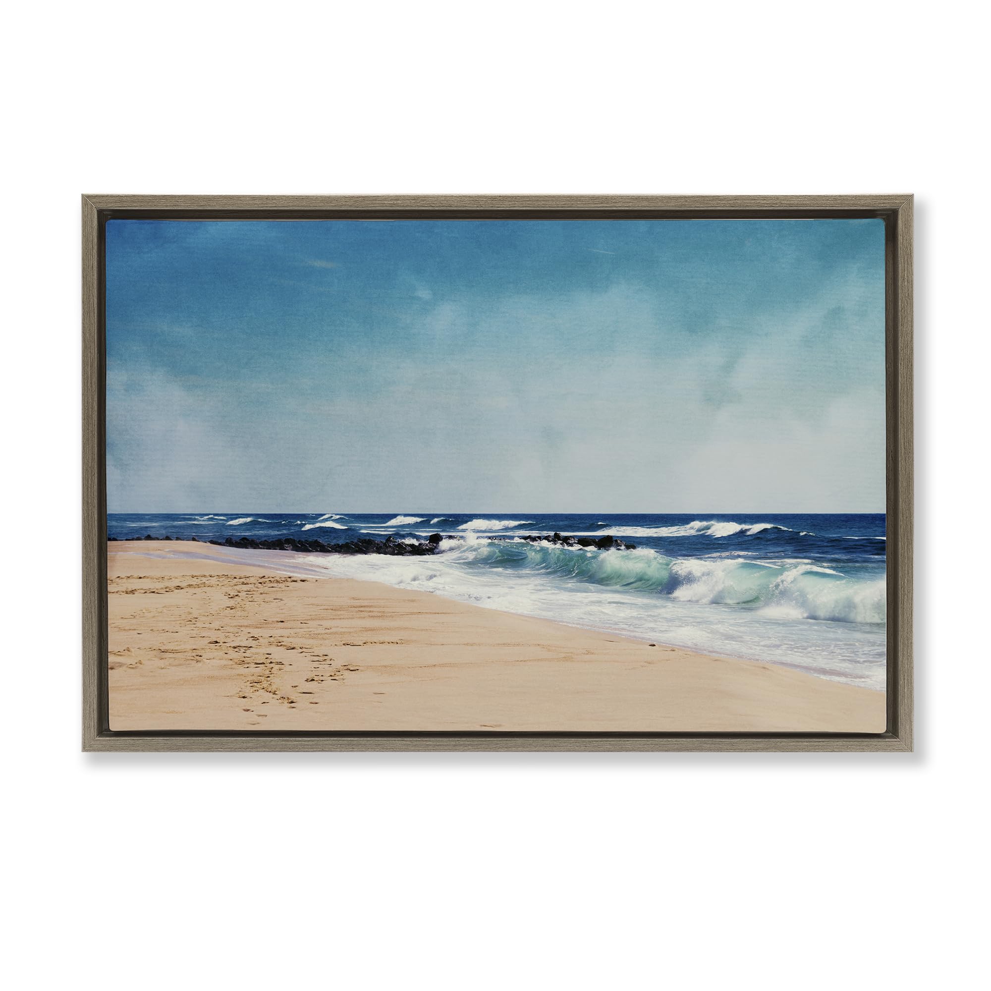 Stupell Industries Montalcino Elm (Textured) Atlantic Waves Shoreline Coastal, 16 X 24 Inch Canvas In Floater Frame