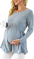 Vista 2 de Xpenyo Womens Maternity Tunics Long Sleeve Tops Fall Winter Shirts for Leggings Casual Pregnancy Clothes