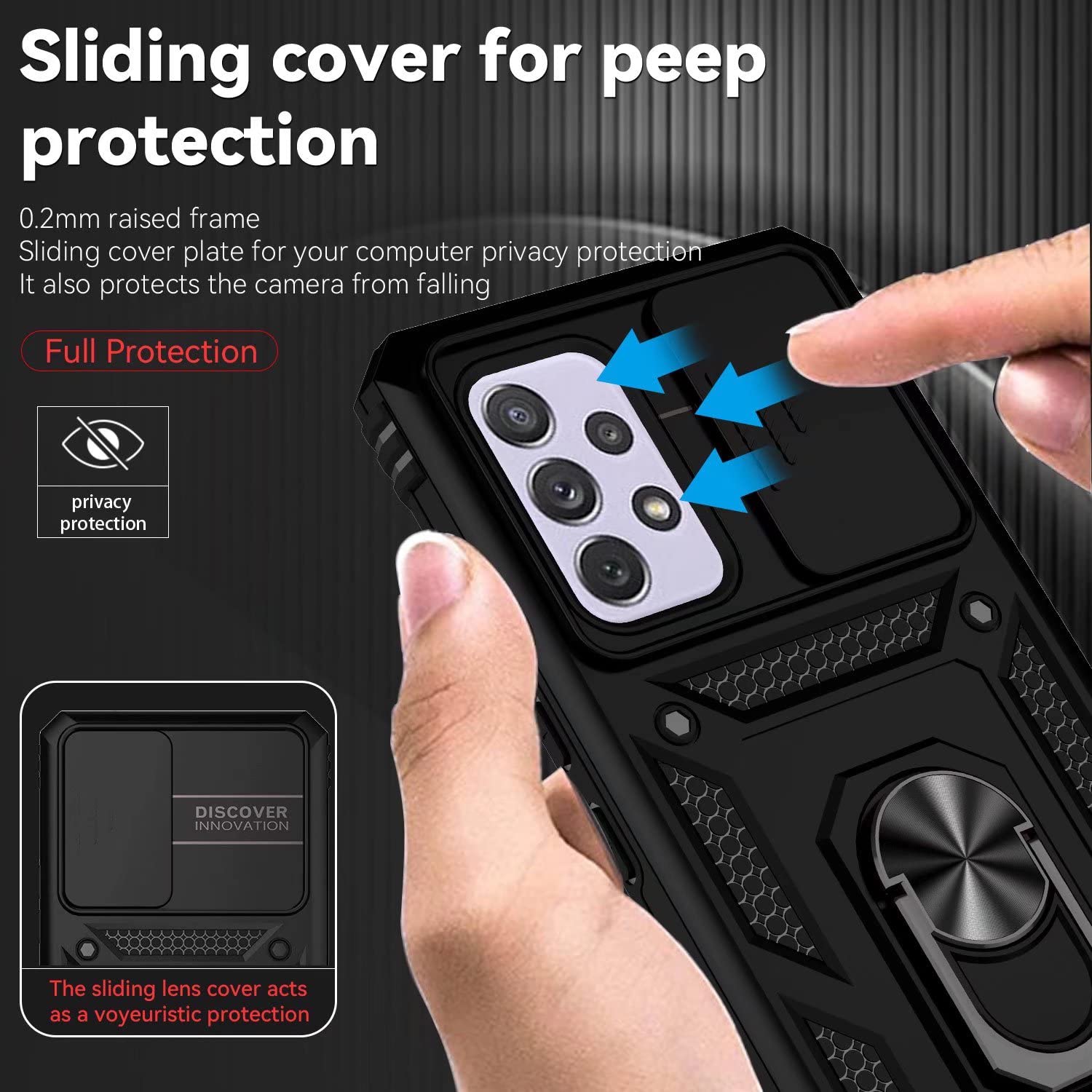 NEINEI Cover per Xiaomi Poco F4 GT 5G,Custodia con Scorrevole Protezione Fotocamera,Militare Antiurto Outdoor Custodie con [Supporto][TPU Bumper ][Magnetico] Case,Nero