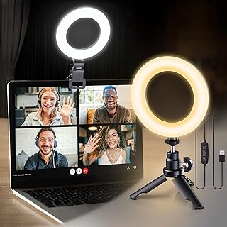 Desk Ring Light for Computer Laptop - Video Conference Lighting for Zoom Meeting, Video Skype Calls, Webcam Lighting, Live Streaming, Remote Working