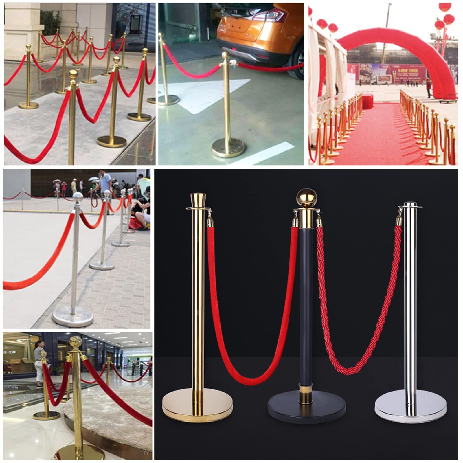 Blue Rope PATIKIL Stanchion Rope, 1.8m/5.9Ft Barrier Rope Twisted Post ...