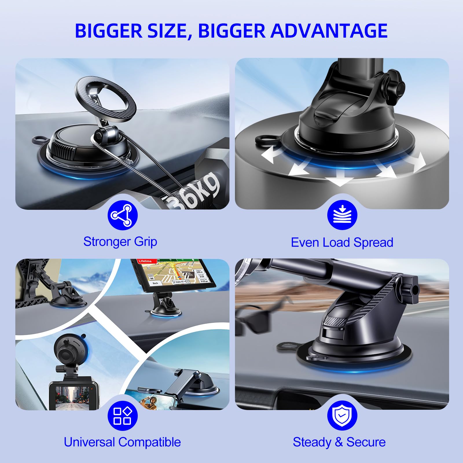 Volport Biadesivo 3M Extra Forte per Dashcam, VHB Cuscinetti Adesivo Parabrezza Nastro di Montaggio, Impermeabile e Resistente alle Alte Temperature, Multifunzione Tape per Dash Cam Auto, 4 Pezzi 56mm