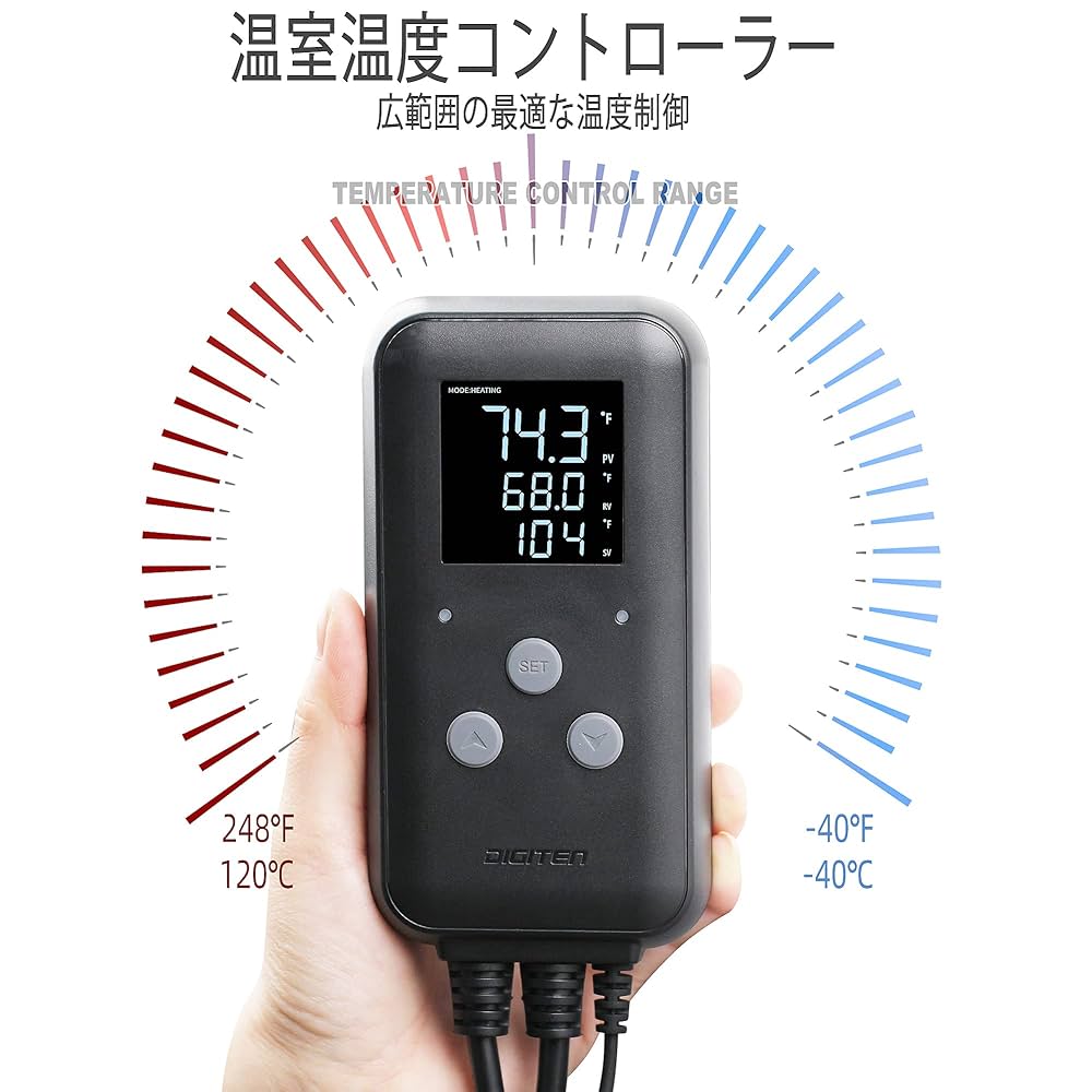 デジタル式のコントローラーで簡単に温度・時間調節ができるタイマー付きヒートマット デジタル式のコントローラーで簡単に温度・時間調節ができる