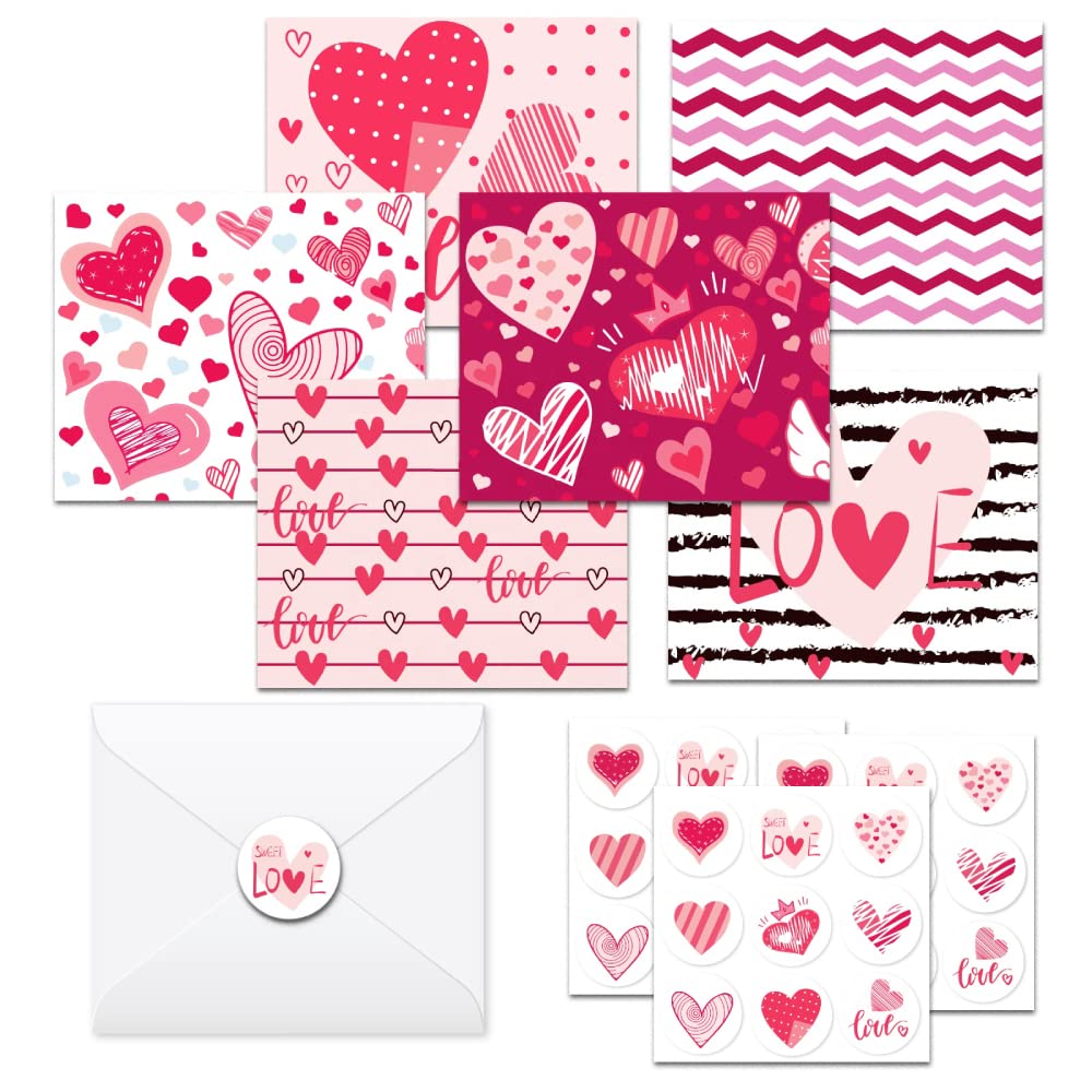 Heart Designed Greeting Cards Pack of 12 Valentines Day Card for Boyfriend Girlfriend, Happy Valentine's Day Cards Gifts for Husband Wife, Love Card for Women Men