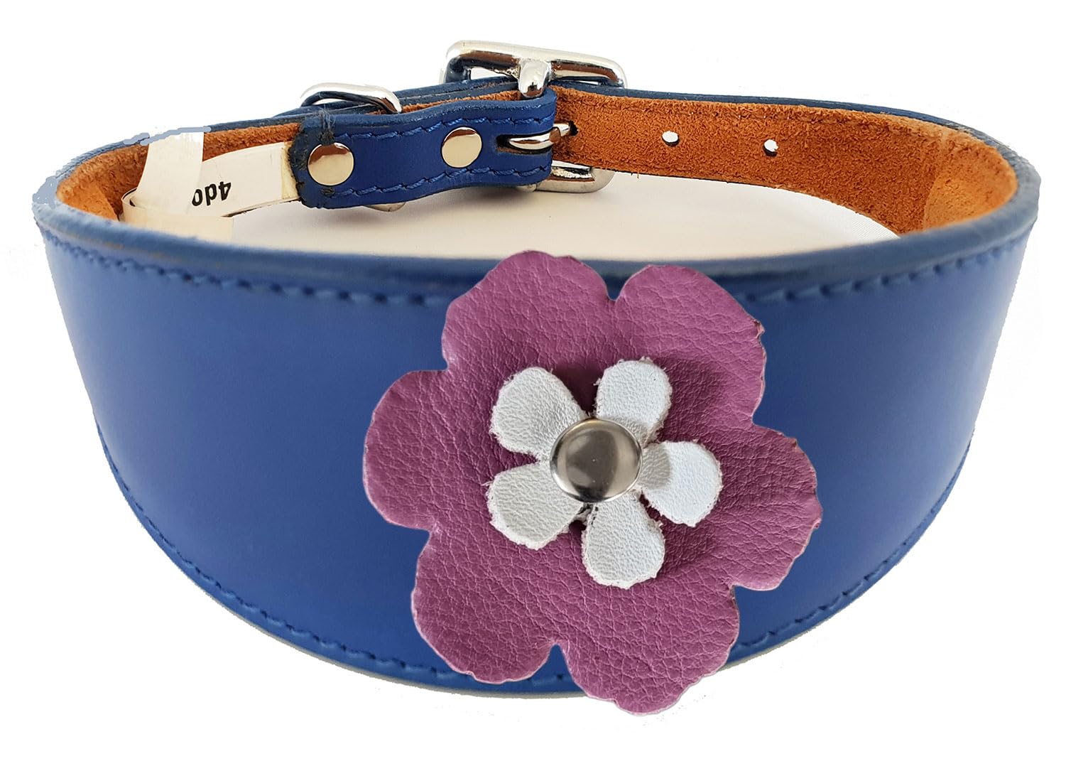 Flower Design Sighthound Leather Collar with Padded Backing for Whippet and Greyhound 2-7