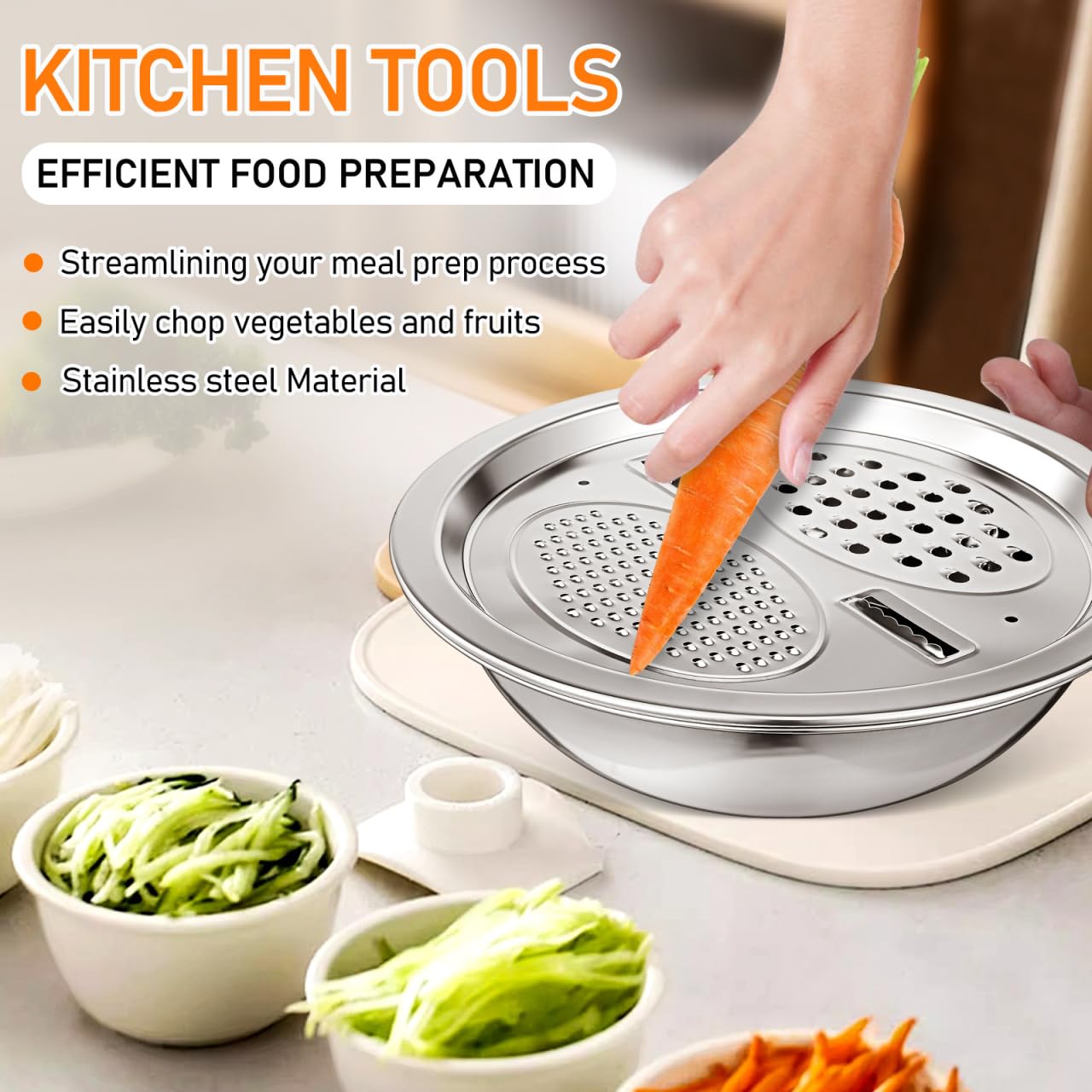 Ciieeo Bassine Inox Multifonction avec Passoire Égouttoir pour Fruits et Légumes Bol de Lavage et Panier de Stockage Alimentaire Évier de Cuisine Pratique et Facile à Nettoyer