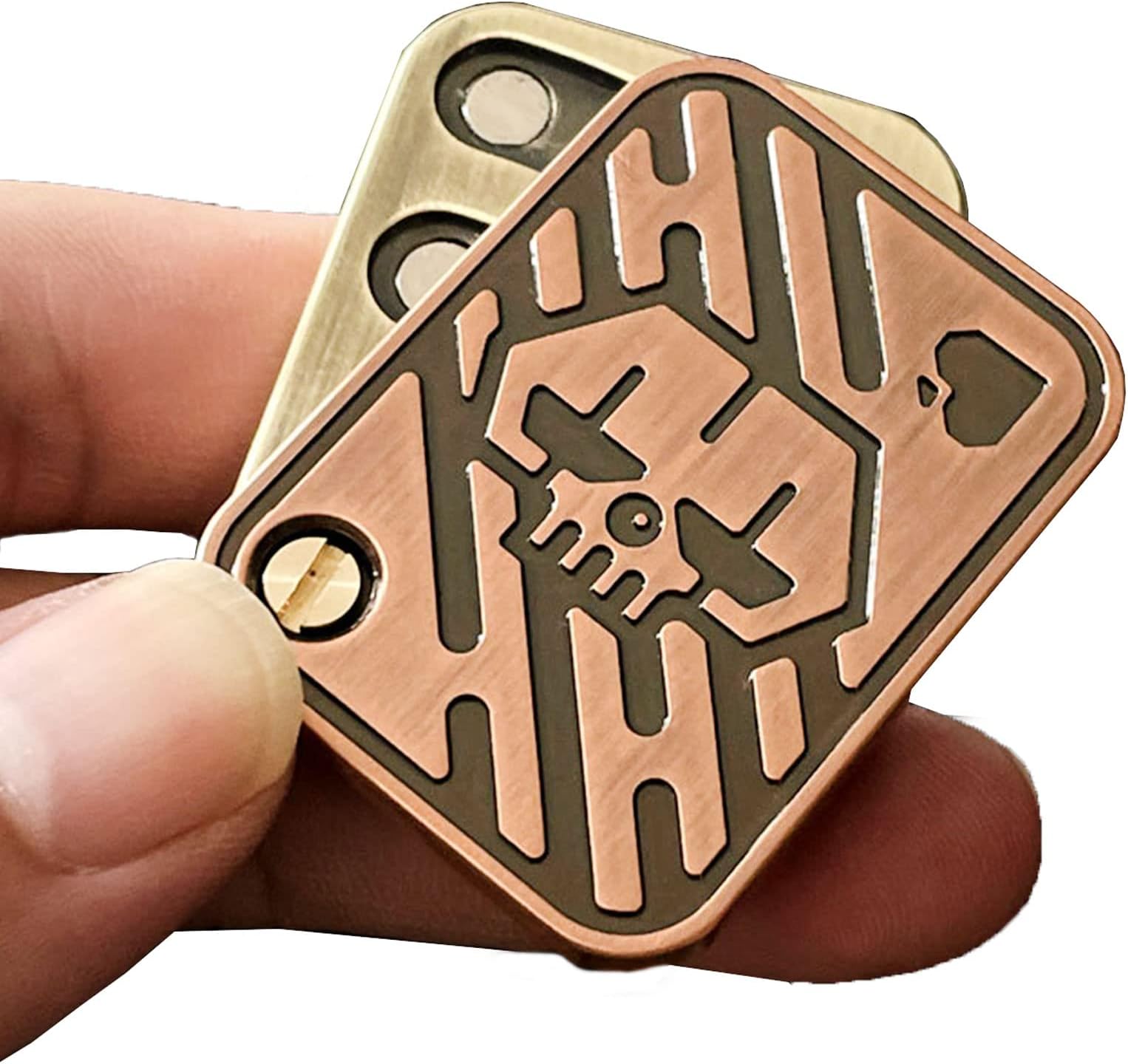 Metal Poker Fidget Slider EDC Adult Fidget Toys ADHD Tool Anxiety Stress Relief Toys Office Desk Toys Gifts for Boyfriend and Father (Copper Skull)