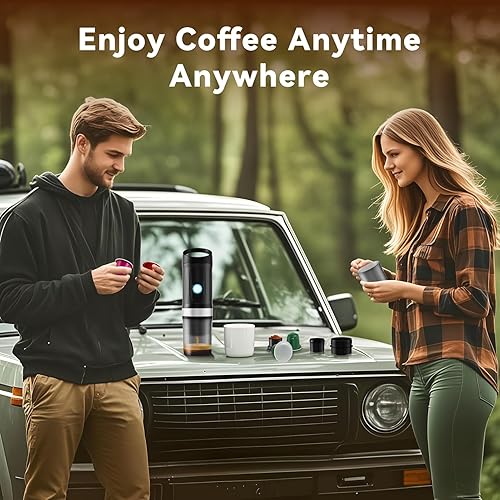 Miniatura 2 de Cafetera portátil, cafetera de viaje con autocalentamiento de 3 a 4 minutos, 20 bares, 9600 mAh de durabilidad, mini cafetera espresso compatible
