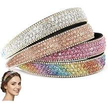 Rhinestone Headband, Sparkly Headbands for Women, 4 Pcs Fashion Hair Accessories for Formal Occasions and Birthday Gifts, Colorful Rhinestone Headbands for Party and Daily Wear