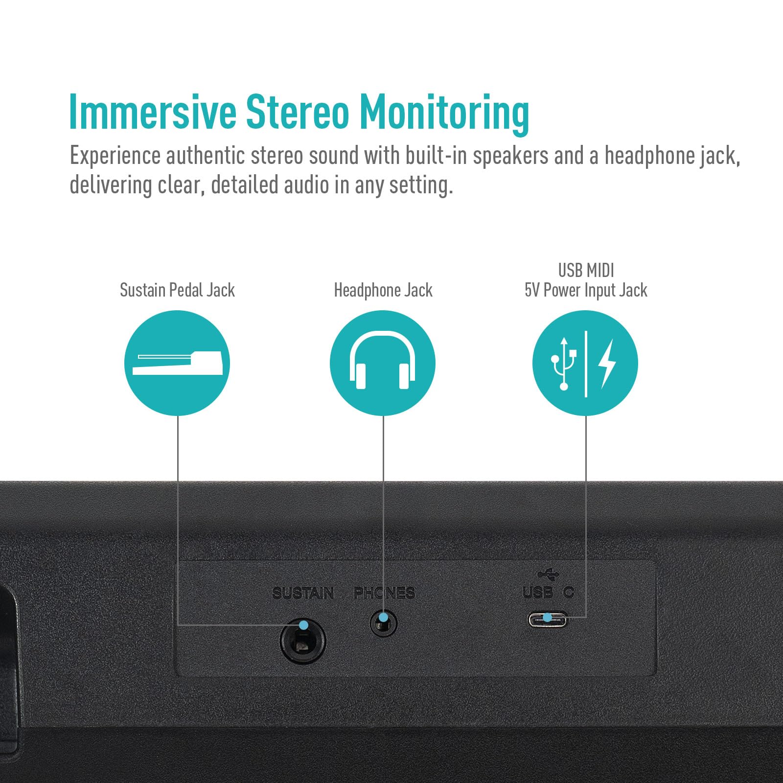 SONICAKE 61 tasti Piano Tastiera digitale per principianti Altoparlanti Bluetooth integrati, cuffie, 300 toni, 300 ritmi e 80 demo