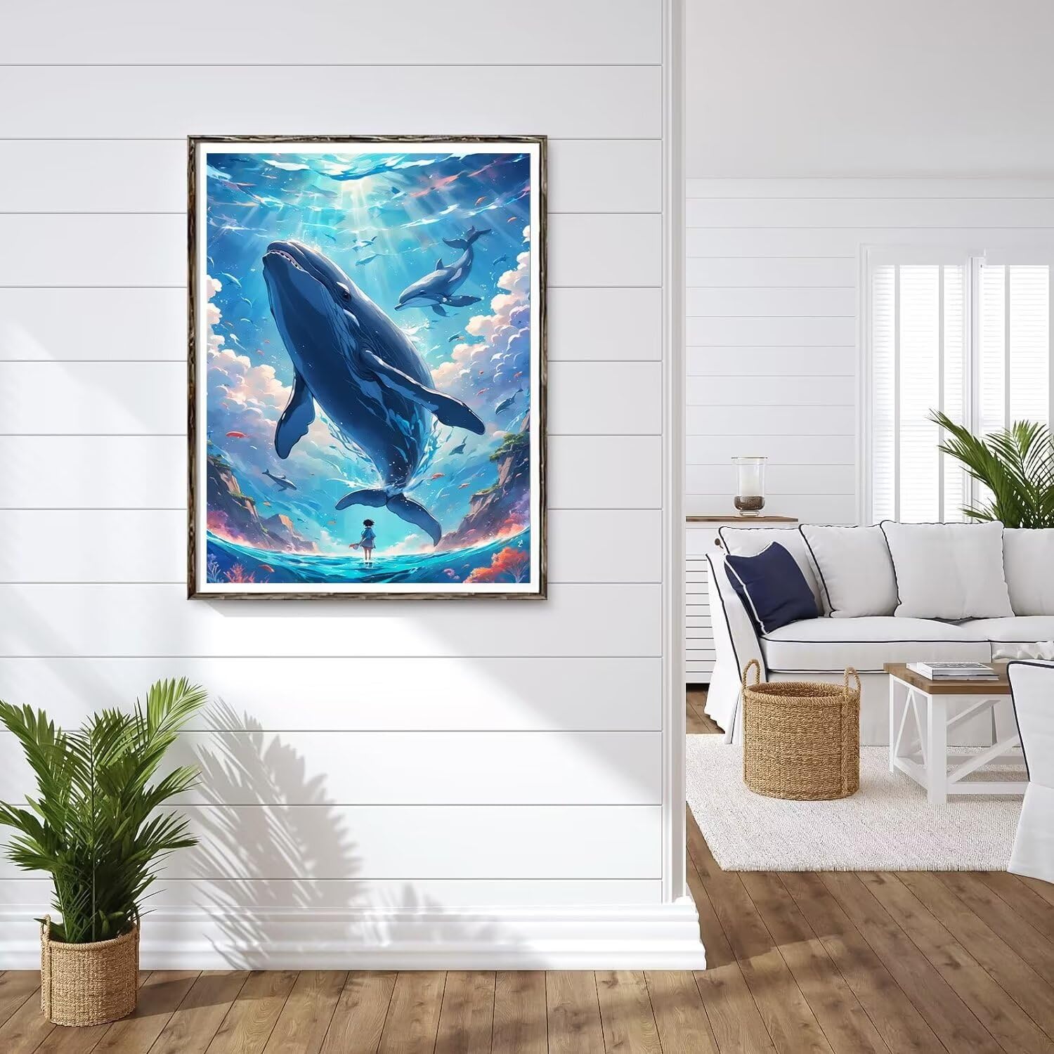 5D DIY Diamond Art Painting Kit Volledige Boor, Dieren Dolfijnen Diamant Art Kits voor Kinderen, Diamant Kristal Strass Kunst en Ambachten Foto's Diamant Schilderen voor Volwassenen Thuis Muur Decor