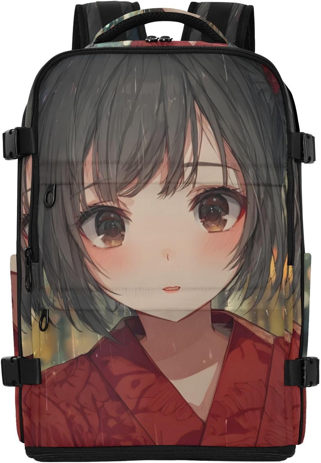Anime Woman Street Travel Backpack for Women Men, Water-Resistant Carry On Daypack with Shoe Compartment, Light Hiking Outdoor Rucksack, Casual Sports Backpack for Travel Essentials