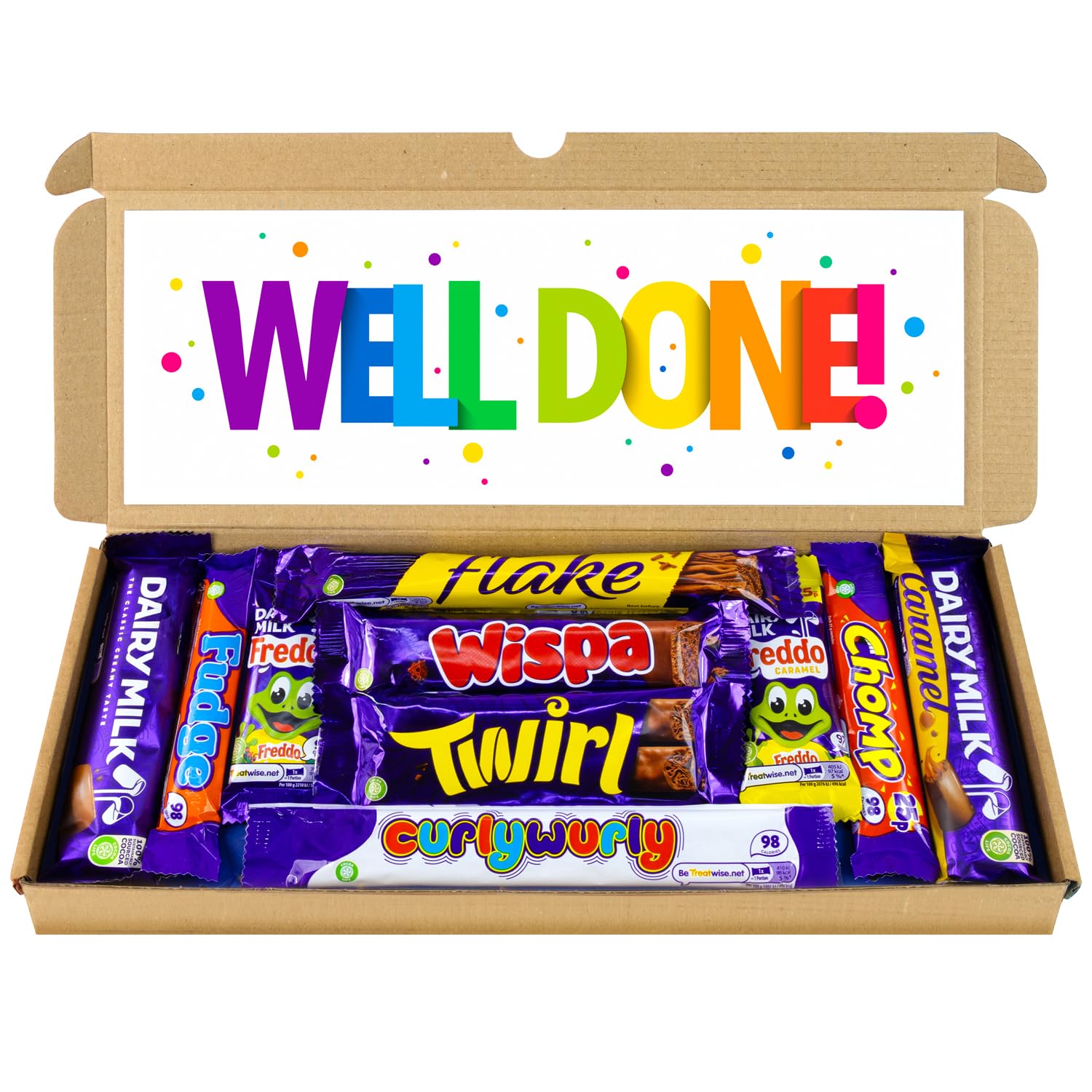 Well Done Selection Box Chocolate Hamper | Letter Box Gift | 10 Fullsize Dairy Milk Chocolate bars | Ideal Graduation Gifts For Women, Men, Kids