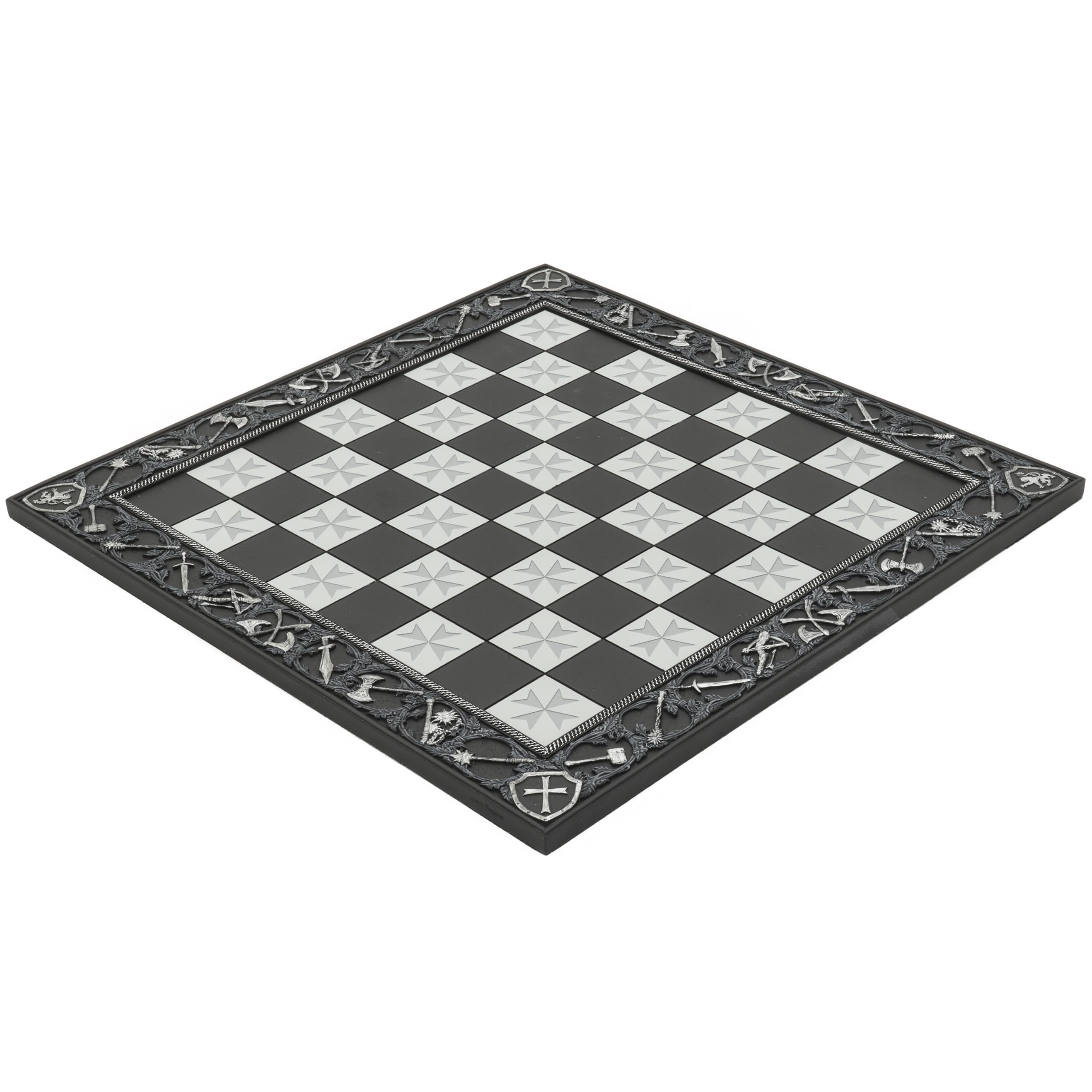 17.7 Inch Hand-Painted Templar Solid Resin Chessboard, Made in Italy