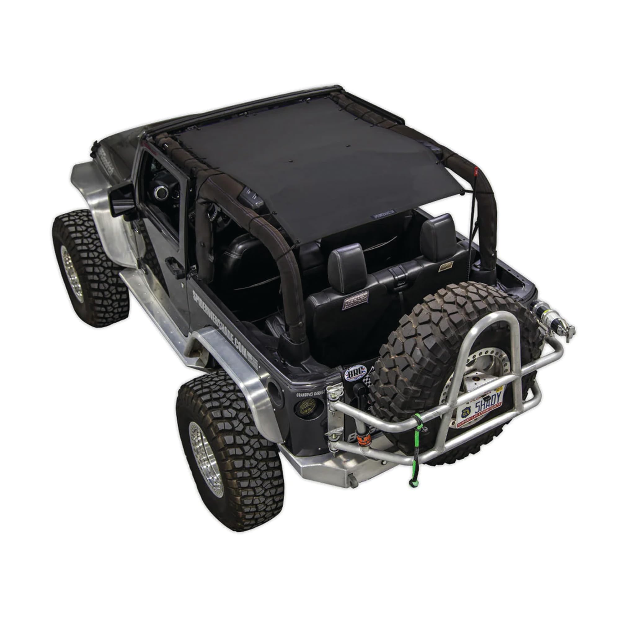 SPIDERWEBSHADE Original JK 2-Door Full Sunshade Top (2007-2017) Compatible with Jeep Wrangler JK Rubicon Sahara Sport All Trims - Airbag Safe - USA Made - 10 Year Warranty (Black)