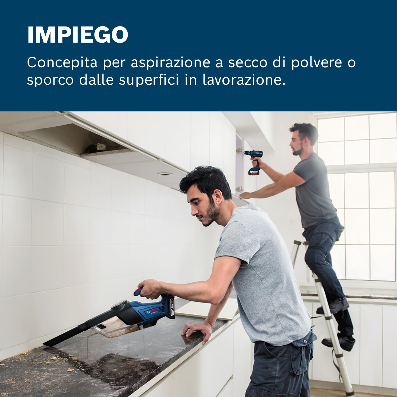 Bosch Professional 06019C6200 Aspiratore a Batteria GAS 18V-1 System, Batterie e Caricabatteria non Inclusi, Tubo di Aspirazione, Capacità di Conservazione 1 l, 18 volts, Blu