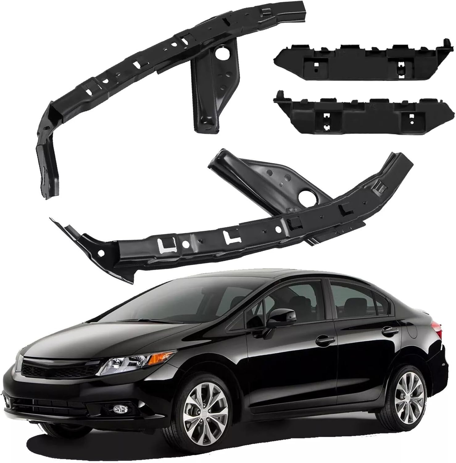 Front Headlight and Bumper Bracket Mount Support Retainer Kit Compatible with Honda Civic 2012-2015 Replacement for 71190-TR0-A00 71140-TR0-A00