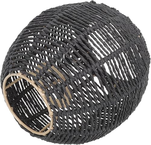 Lámpara de cuerda tejida hecha a mano, cubierta de araña retro para comedor, estilo moderno, linterna de techo, cuerda de papel, decoración de luz