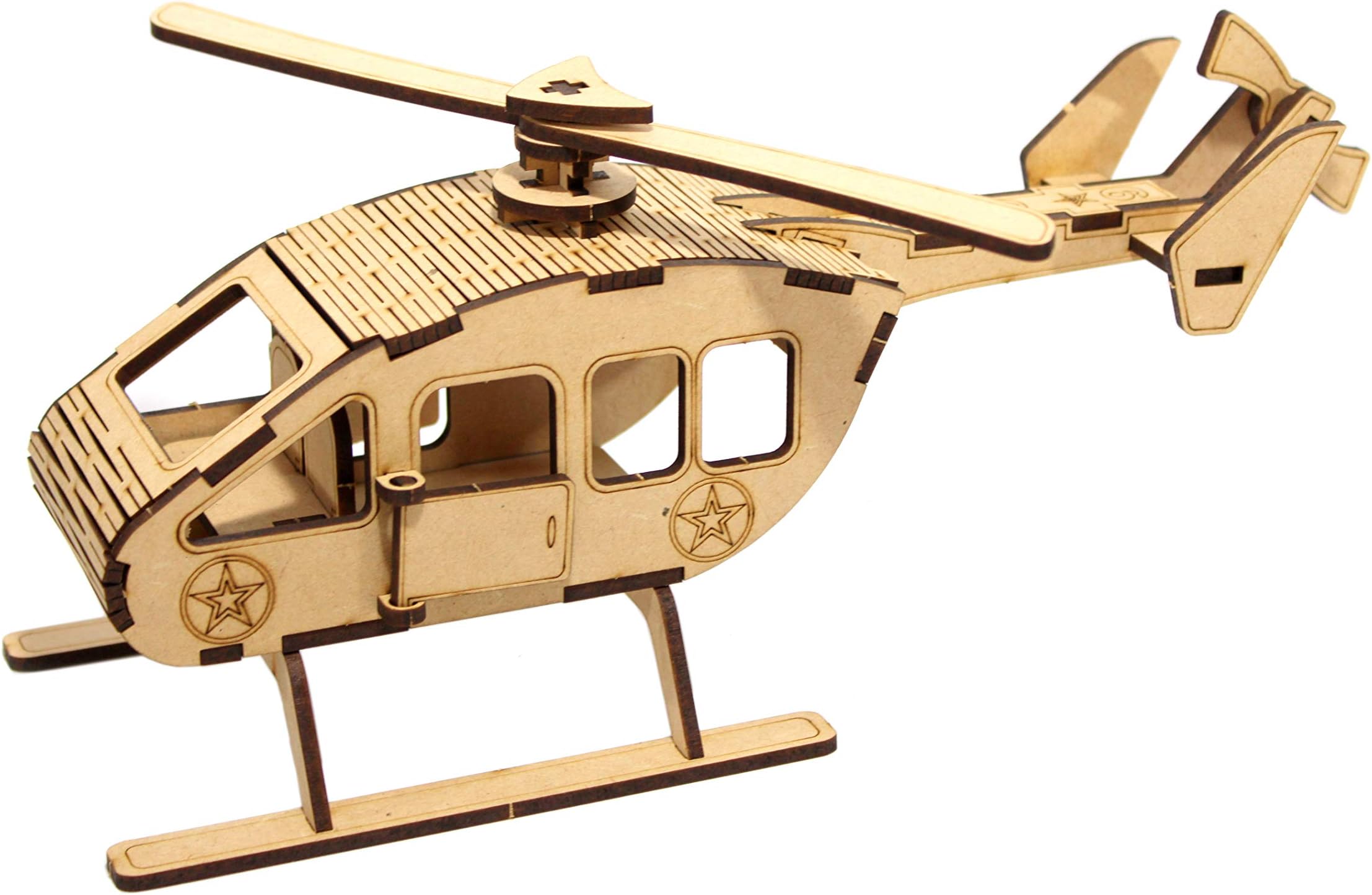 StonKraft Wooden 3D Puzzle Helicopter - Home Decor, Construction Toy, Modeling Kit, School Project - Easy to Assemble