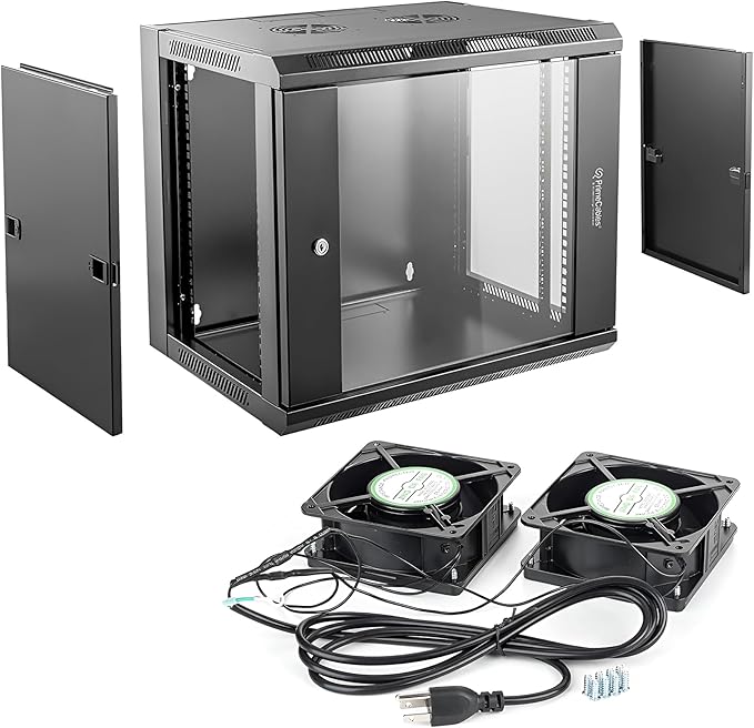 PrimeCables 6U Wall-Mount Network Server Rack with Glass Door