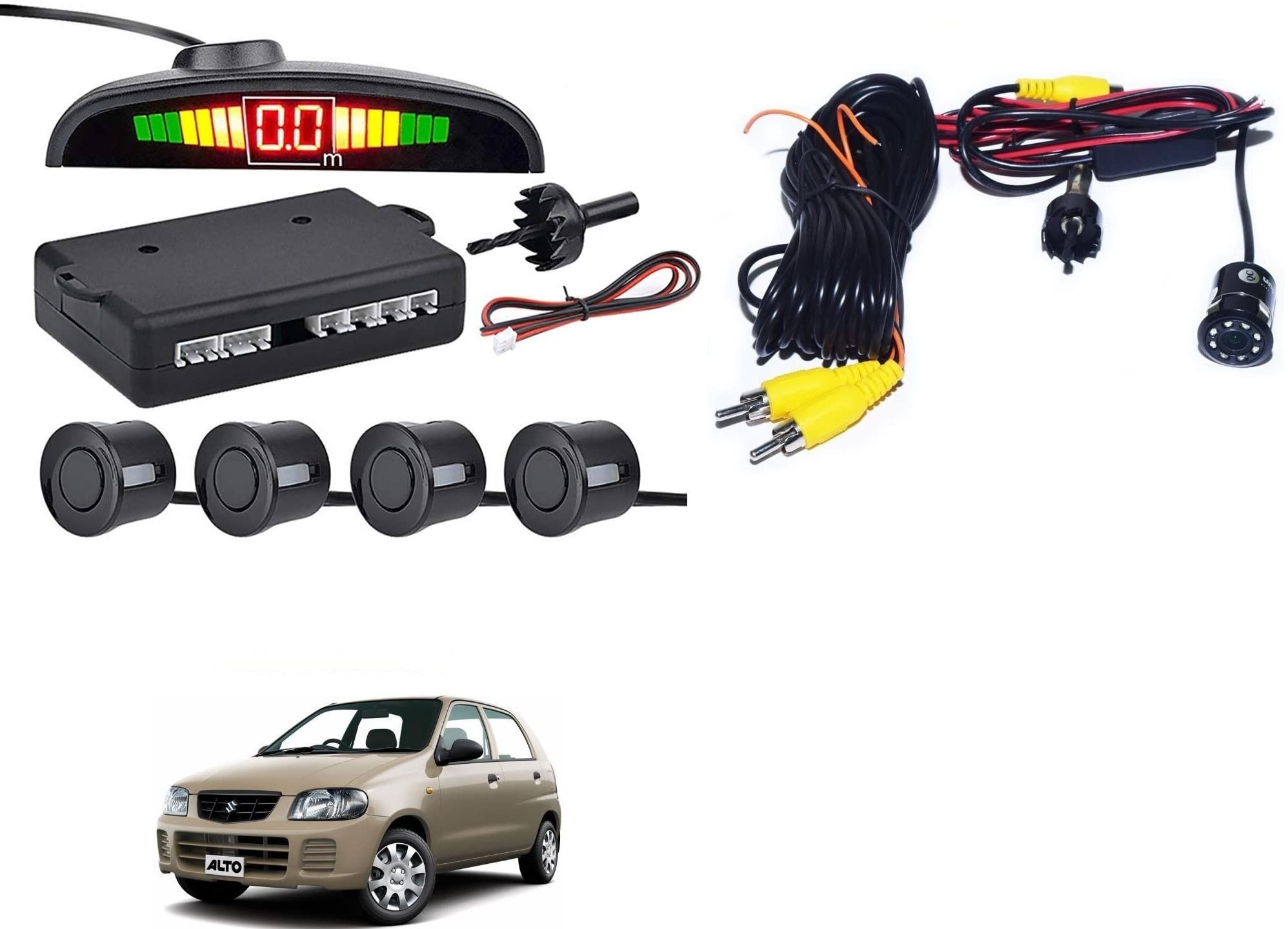 Auto Addict CAR Reverse Parking System Combo Black Parking Sensor with Reverse Parking Camera for Maruti Suzuki Alto K10 Type-1 (2010-2014)-image-20