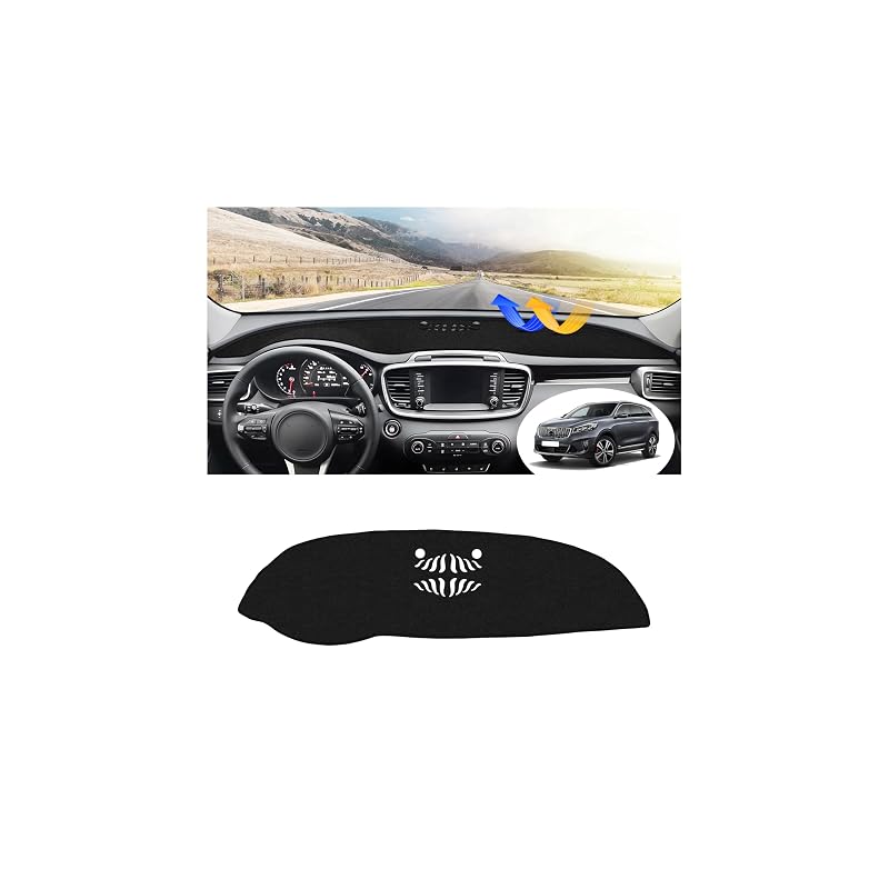 Capa para Painel FIILINES compatível com Kia Sorento 2016 a 2020, tapete de painel em poliéster preto
