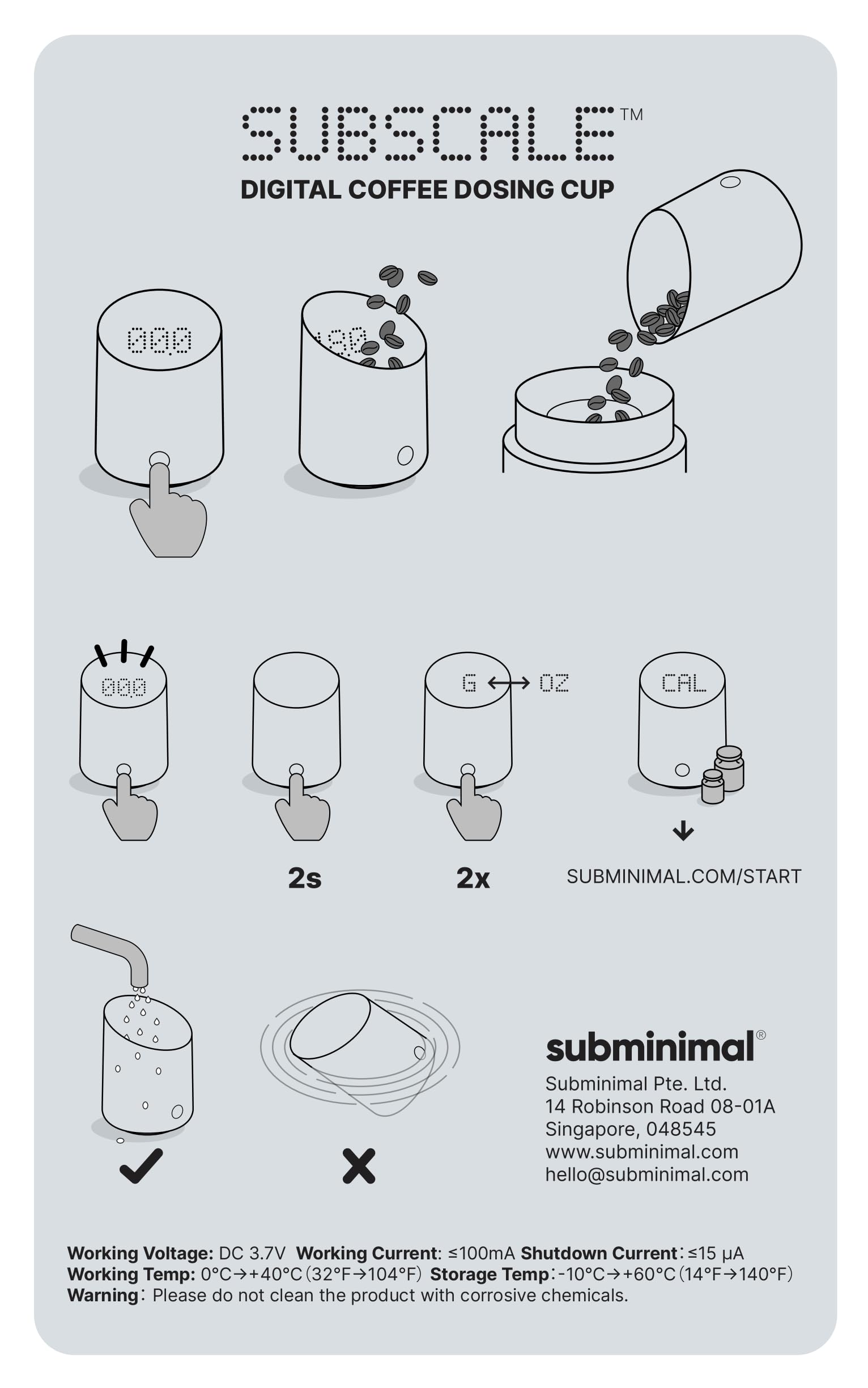 Subminimal Kaffevåg SubScale | Precision Kaffevåg för Espresso & Pour-Over | Kompakt Digital Vågsensor med Direkt Respons | Minimalistisk Design för Barista & Kaffeälskare
