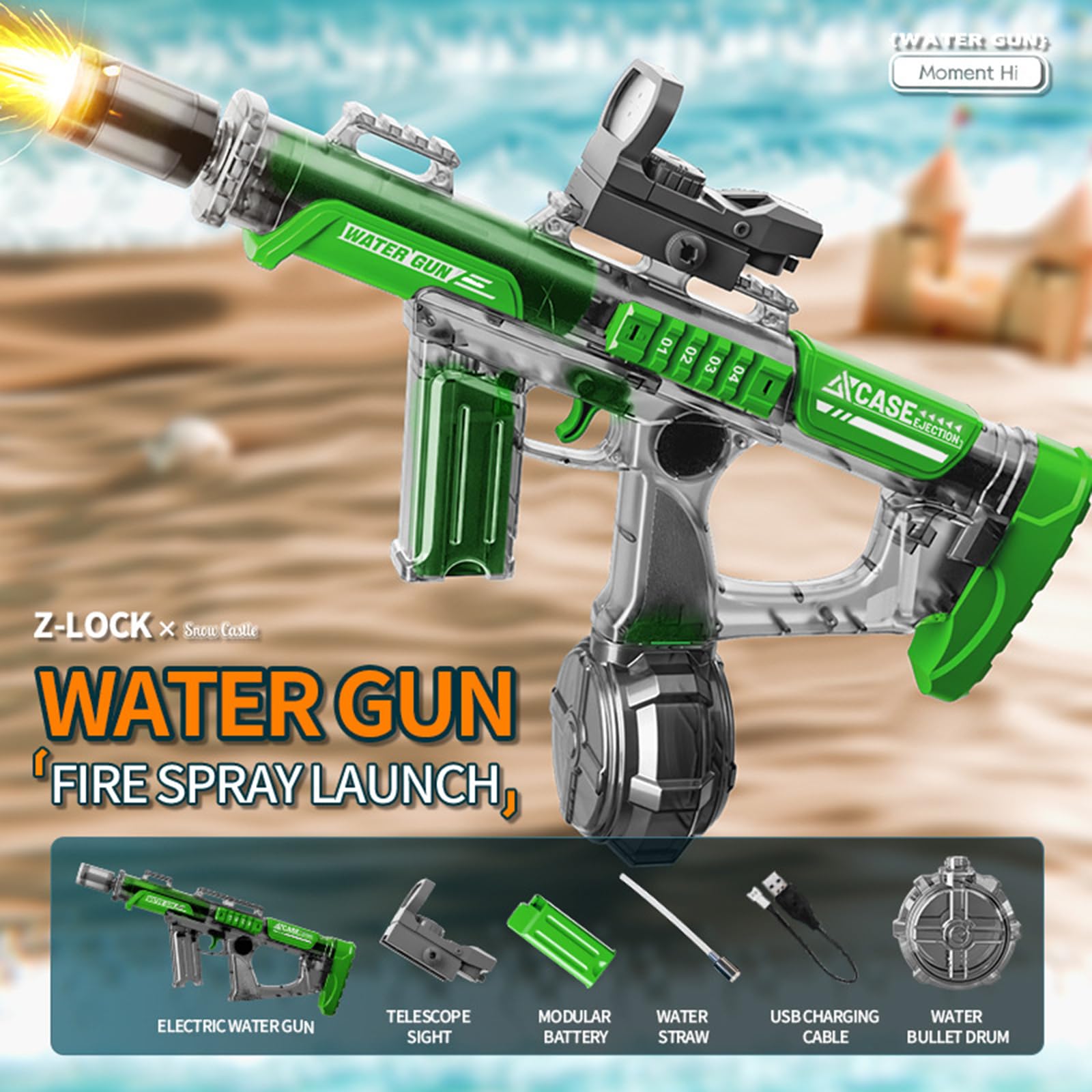 Giocattolo Multifunzione per Spruzzi d ' Acqua con Effetti Raggio Lampeggiante e Impugnatura ergonomica per Giochi all ' Aperto Gioco Combattimento in Acqua in Piscina sulla Spiaggia