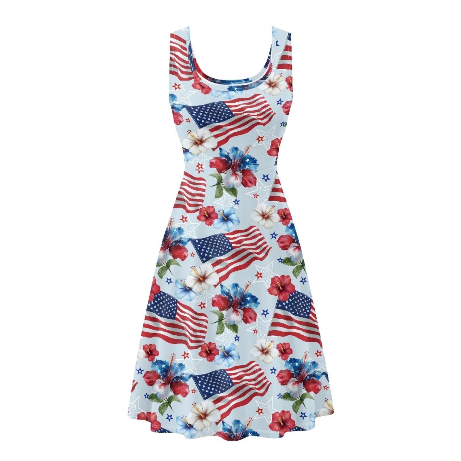 Dreaweet Casual Sleeveless Dresses for Women Girls, Round Neck Tank Dresses with Pockets Summer Sundress Size XS-4XL
