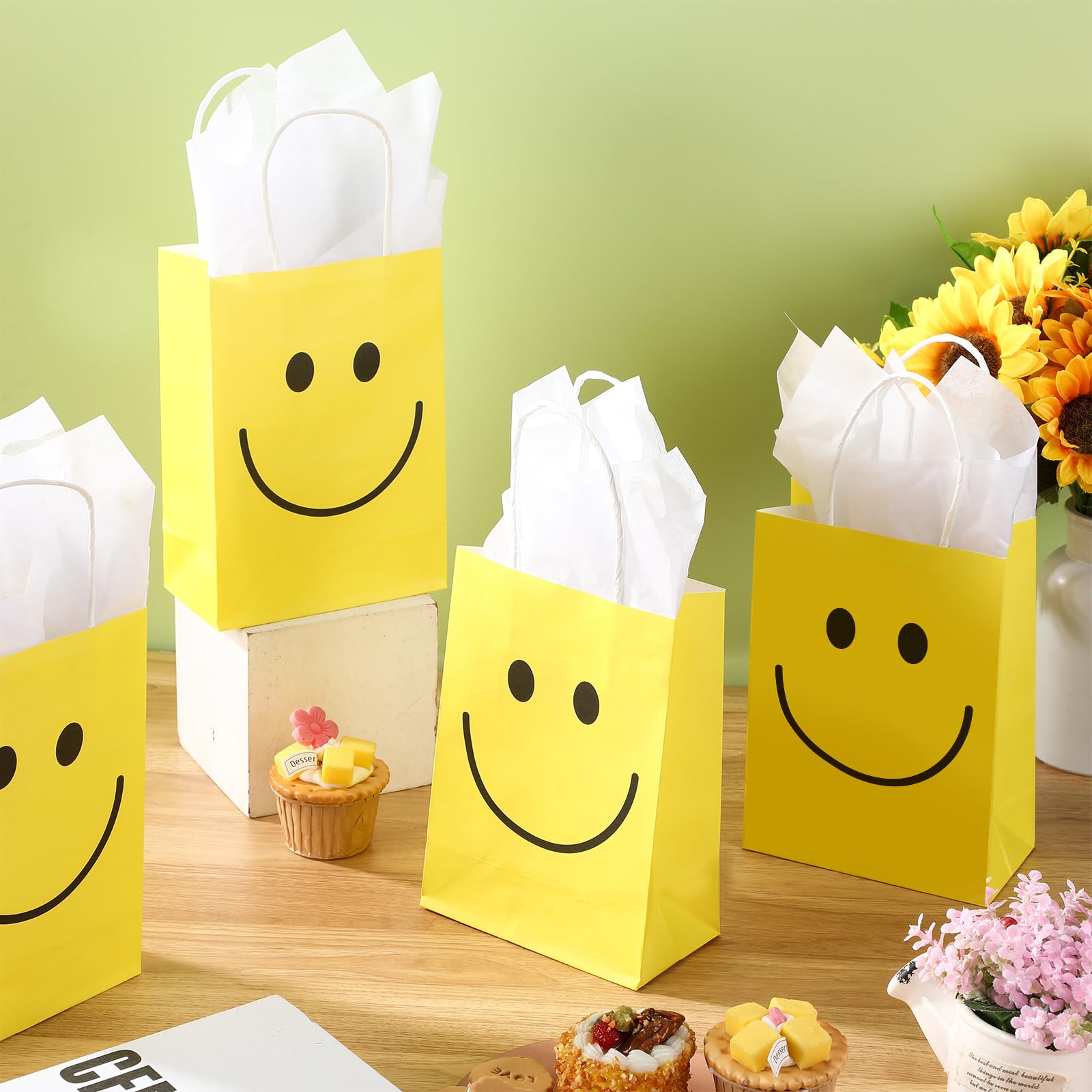 Amazon.com: Kosiz 50 Set Yellow Smile Face Gifts Bags Bulk with