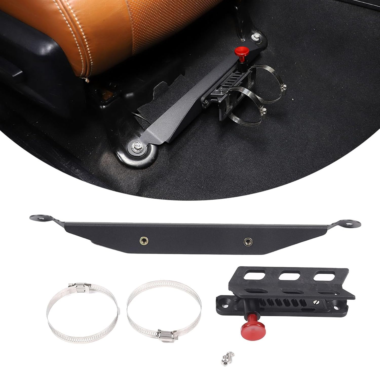 Front Co-pilot Seat Fire Extinguisher Spacer Lift Kit Fit for Tundra 2007-2016 2017 2018 2019 2020 2021,Fire Extinguisher Bracket Under the Co-pilot Seat Aluminum Alloy (Screw Style)