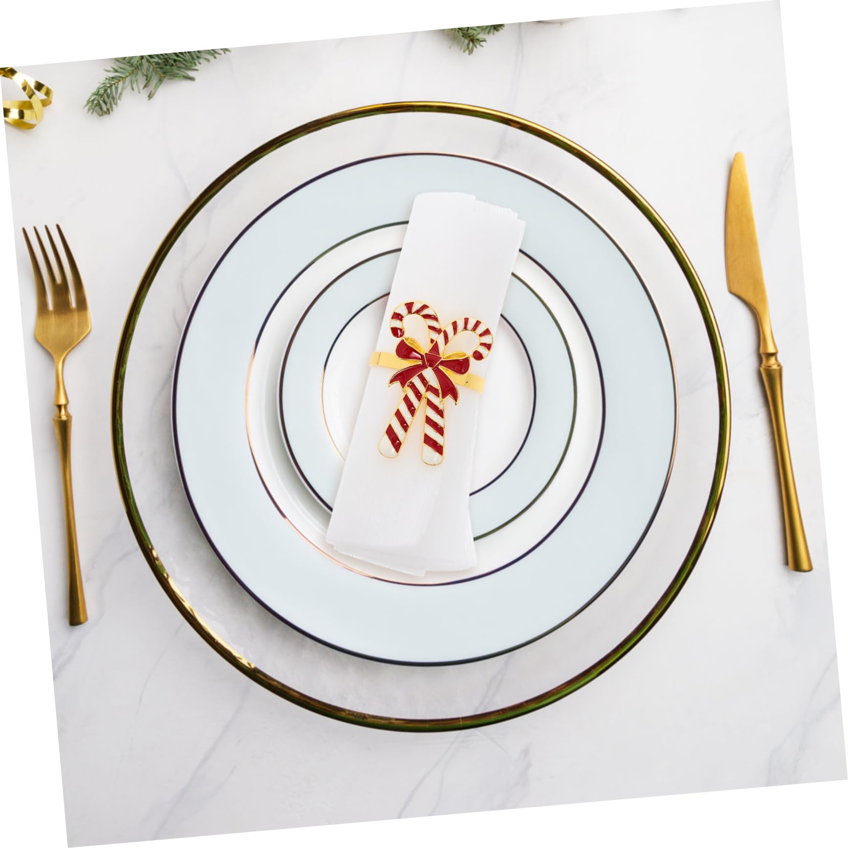 Mikinona 4 Stück Weihnachts Serviettenringe aus Langlebigem Legierungs Material Schleifenform Napkin Buckles für Festliche Tischdeko Einfache Anwendung für Weihnachtsessen und Partys