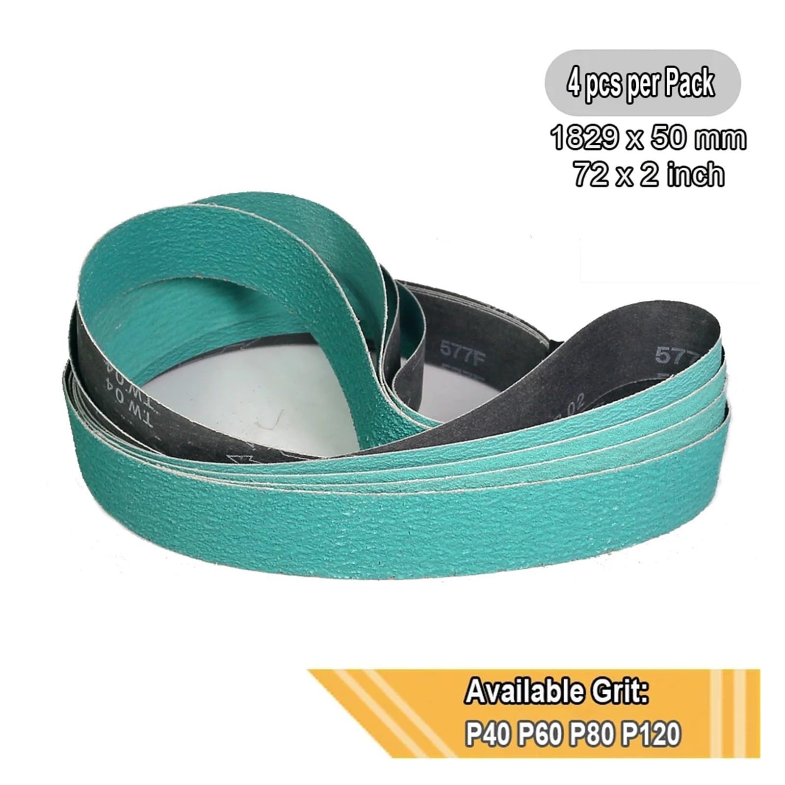 4 pezzi 72x2 pollici 577F nastri abrasivi in ​​zirconia 1829x50 mm P40 P60 P80 P120(P40)