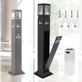 Commercial Butts Receptacle Outdoor Trash Ash Bin Waste Container